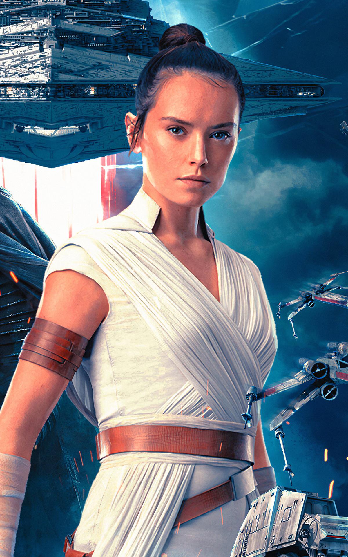 Download mobile wallpaper Star Wars, Movie, Star Destroyer, X Wing, Daisy Ridley, Rey (Star Wars), Star Wars: The Rise Of Skywalker for free.