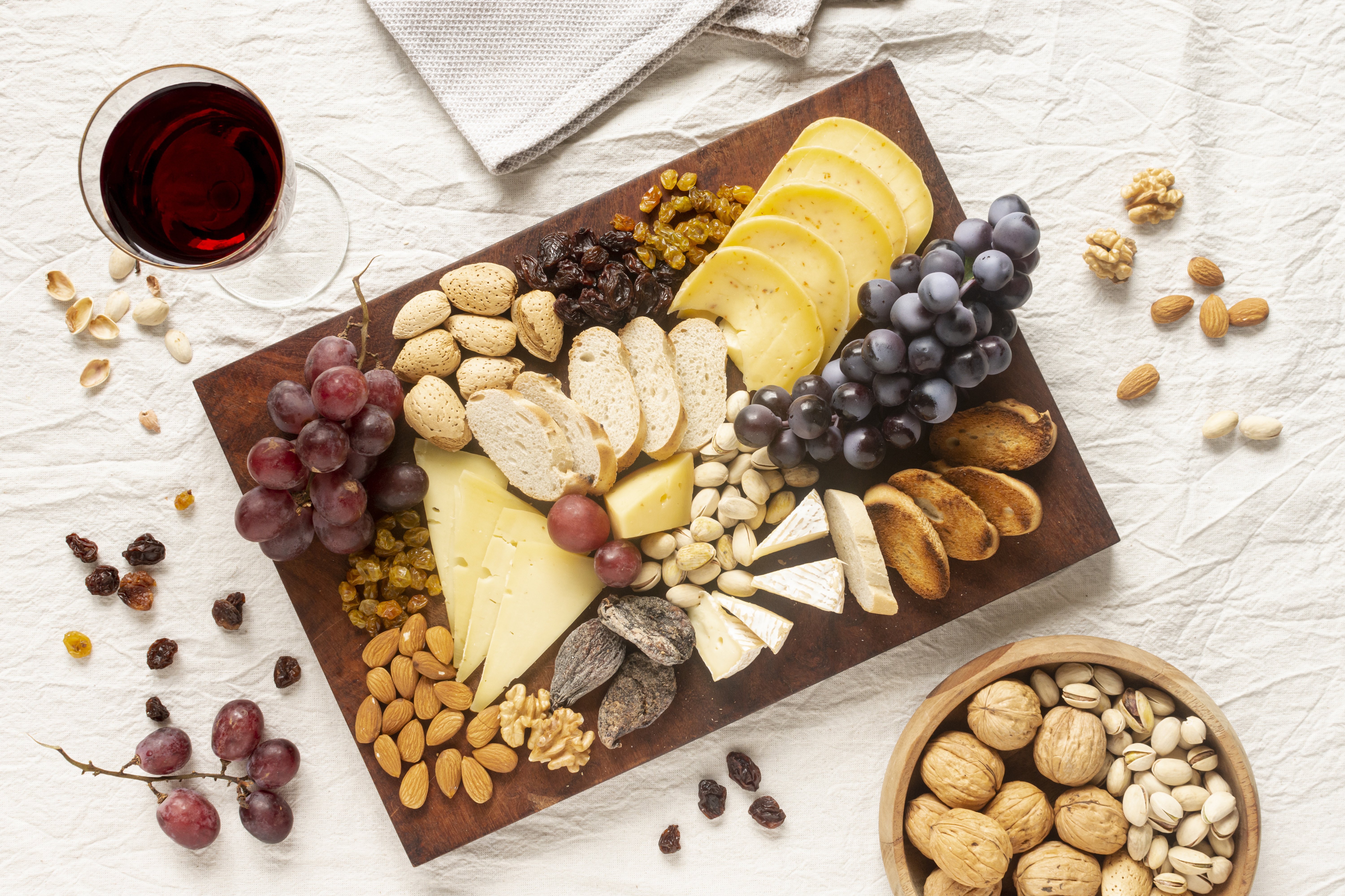 Download mobile wallpaper Food, Cheese, Grapes, Still Life, Fruit, Nut, Wine for free.