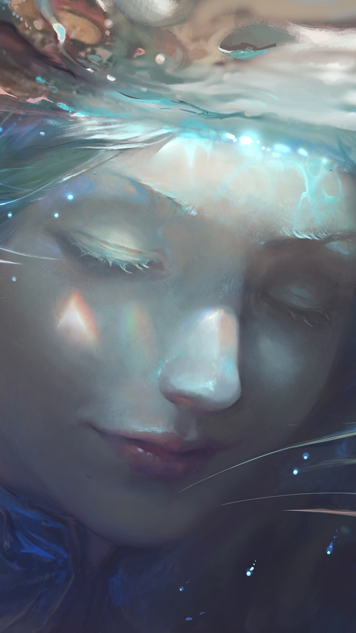Download mobile wallpaper League Of Legends, Face, Underwater, Video Game, Lux (League Of Legends) for free.