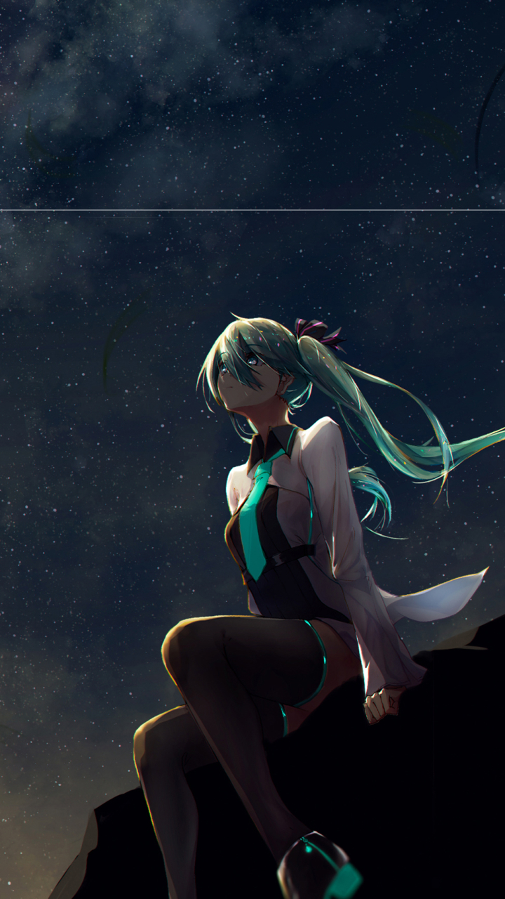 Download mobile wallpaper Anime, Vocaloid, Hatsune Miku, Thigh Highs for free.