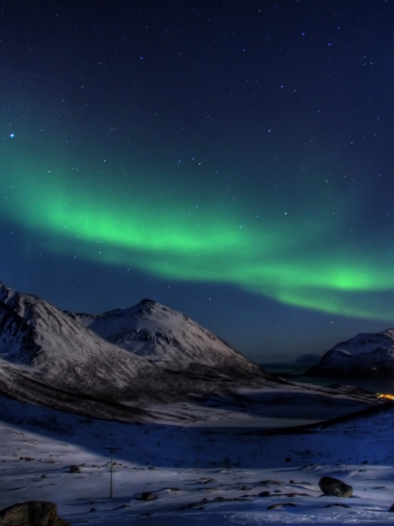 Descarga gratuita de fondo de pantalla para móvil de Noche, Nieve, Aurora Boreal, Tierra/naturaleza.