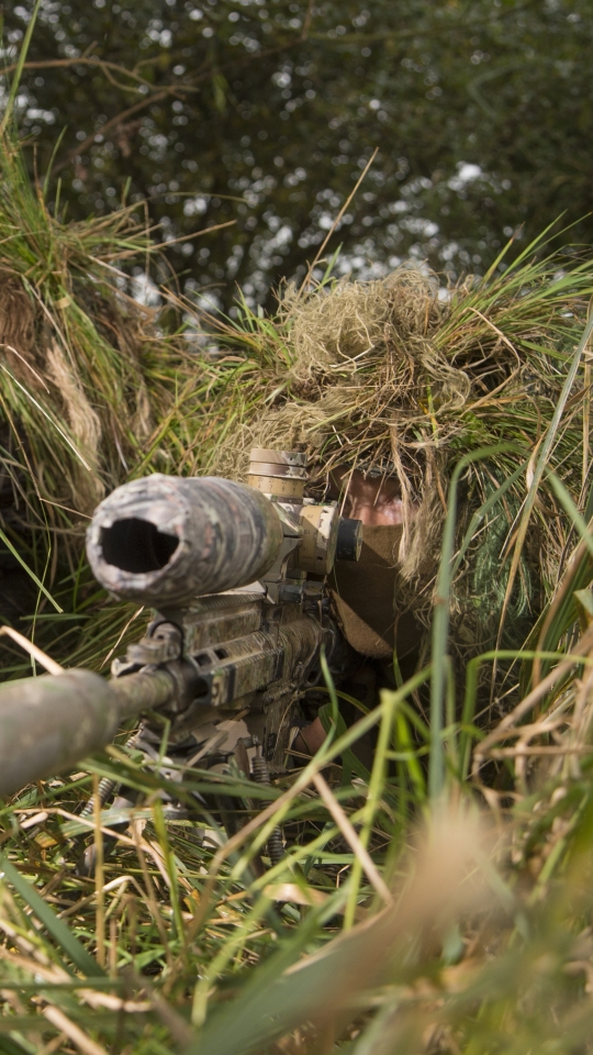 Download mobile wallpaper Grass, Camouflage, Military, Sniper, Sniper Rifle for free.