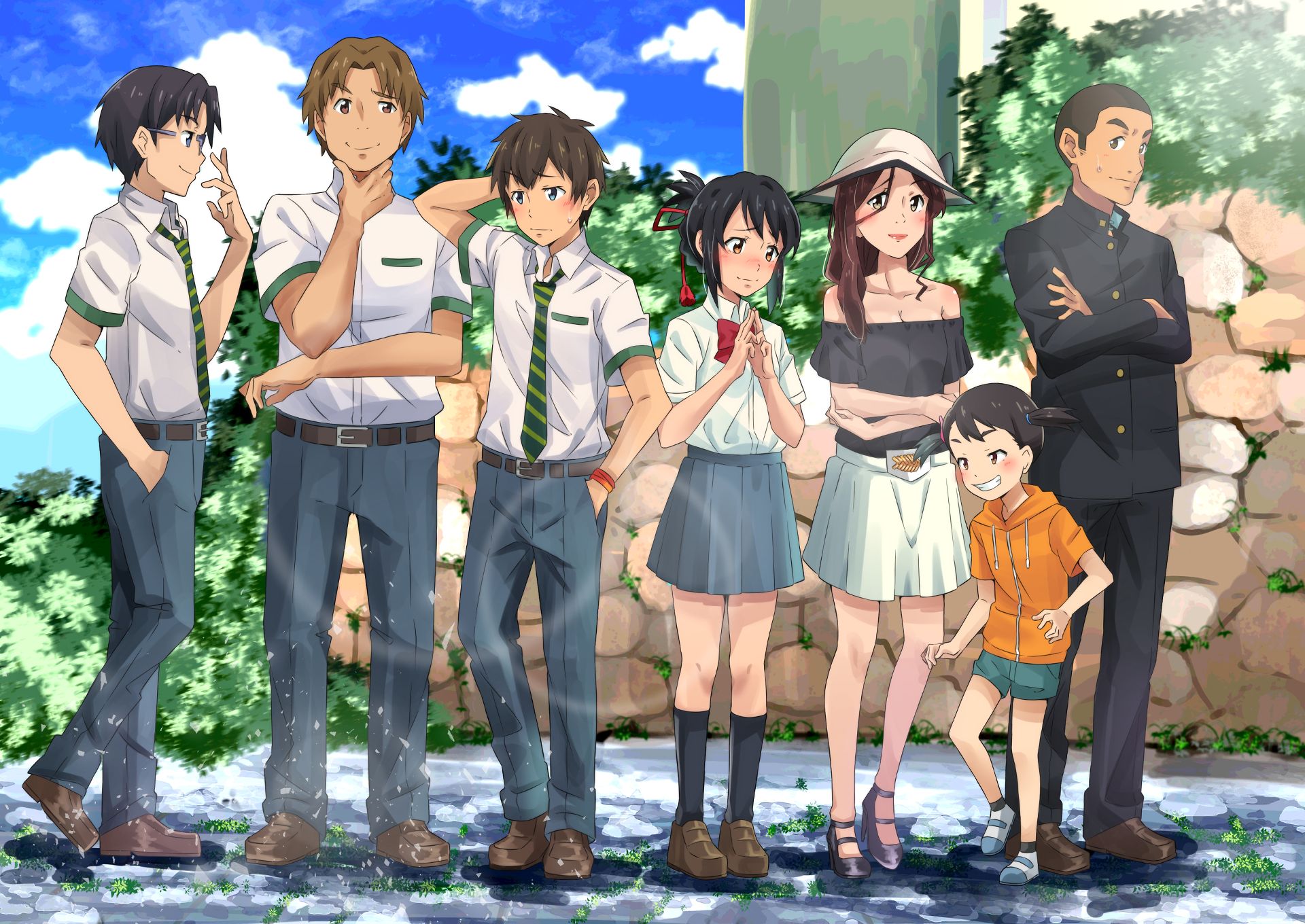 Laden Sie das Animes, Your Name Gestern Heute Und Für Immer, Kimi No Na Wa, Mitsuha Miyamizu, Taki Tachibana-Bild kostenlos auf Ihren PC-Desktop herunter