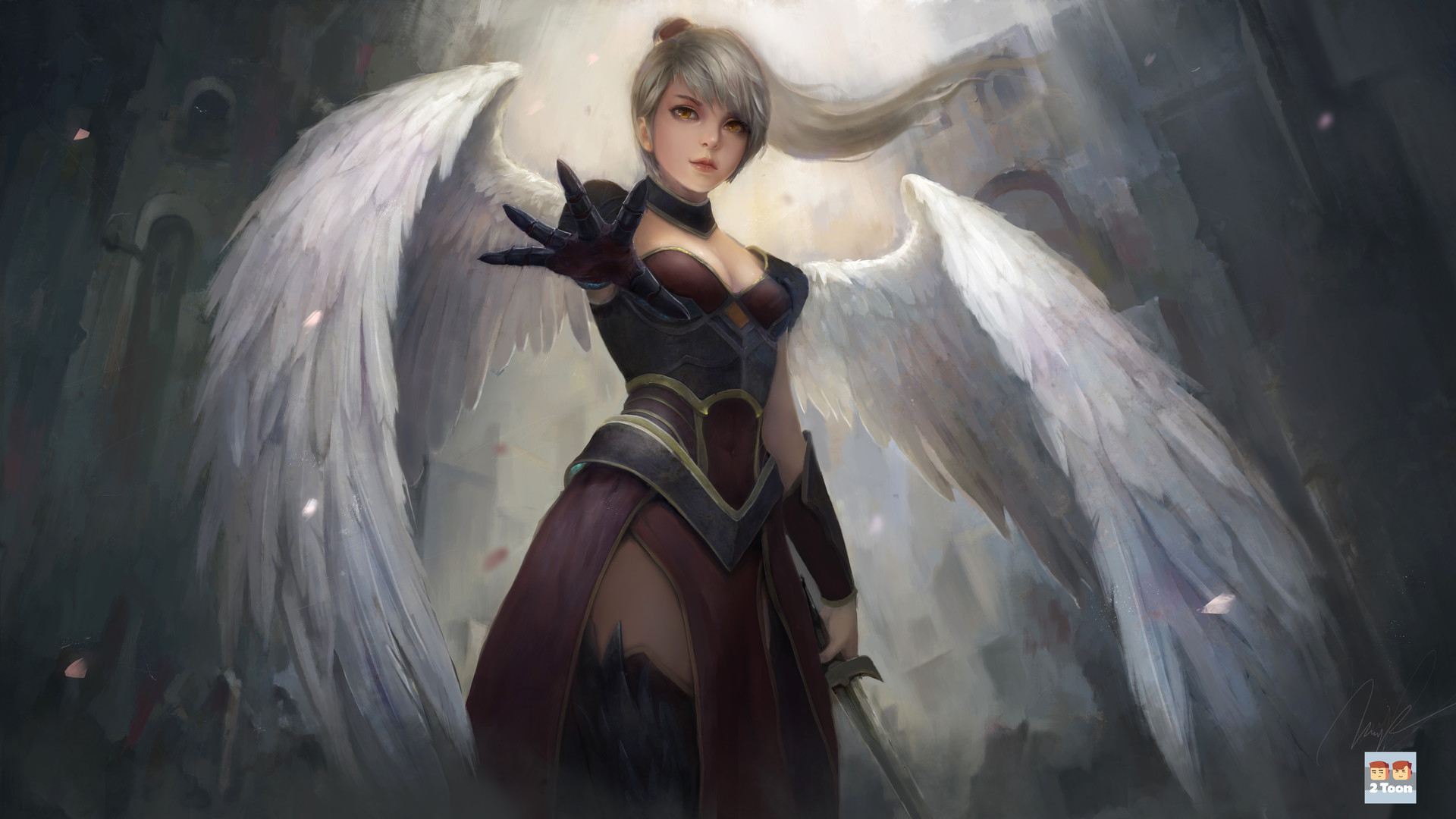 Free download wallpaper Fantasy, Feather, Wings, Angel, Angel Warrior on your PC desktop