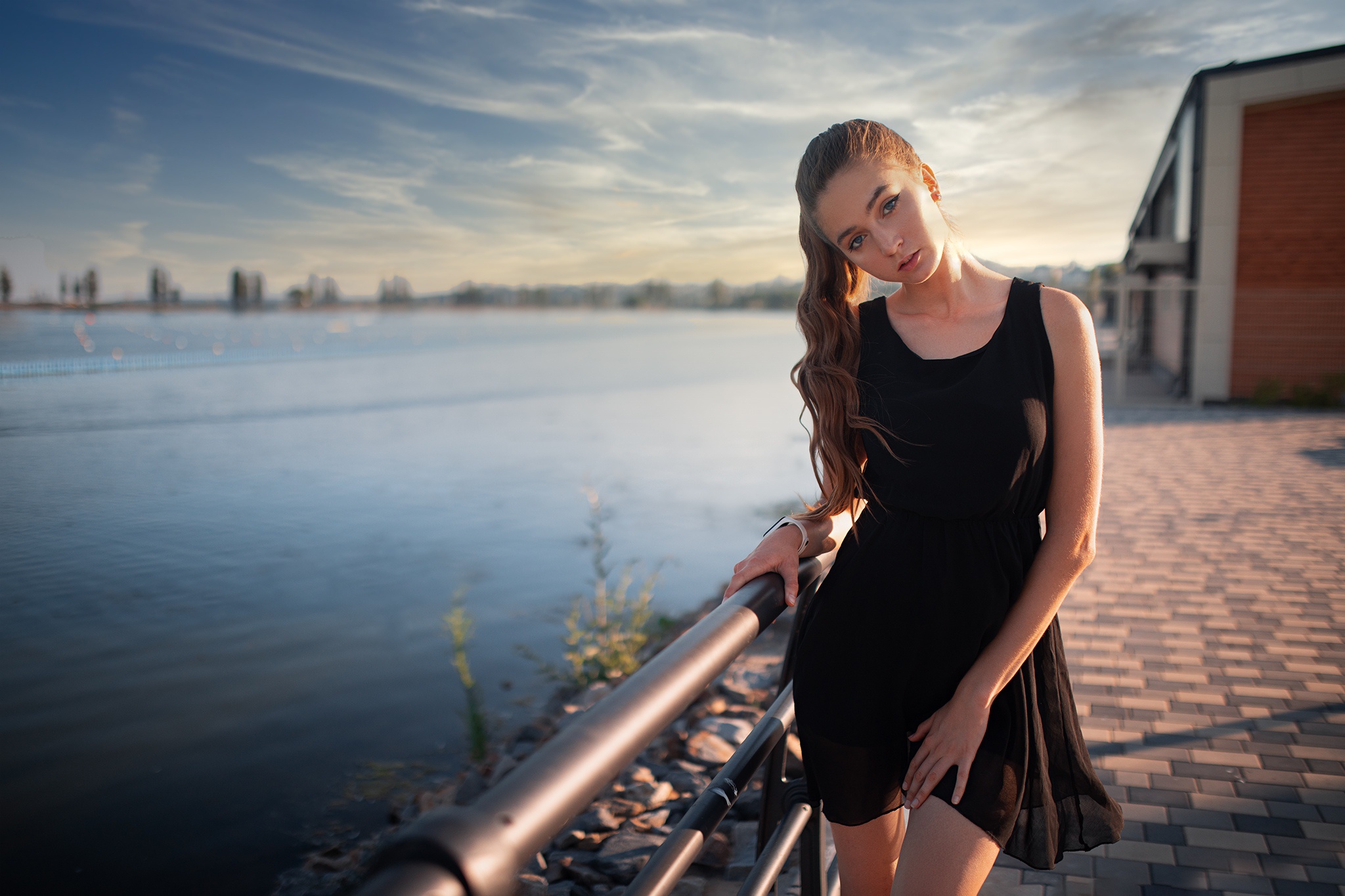 Free download wallpaper Model, Women, Black Dress, Depth Of Field on your PC desktop