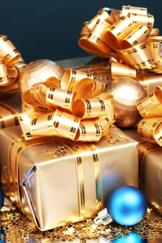 Baixar papel de parede para celular de Natal, Presente, Decoração, Dourado, Enfeites De Natal, Feriados gratuito.