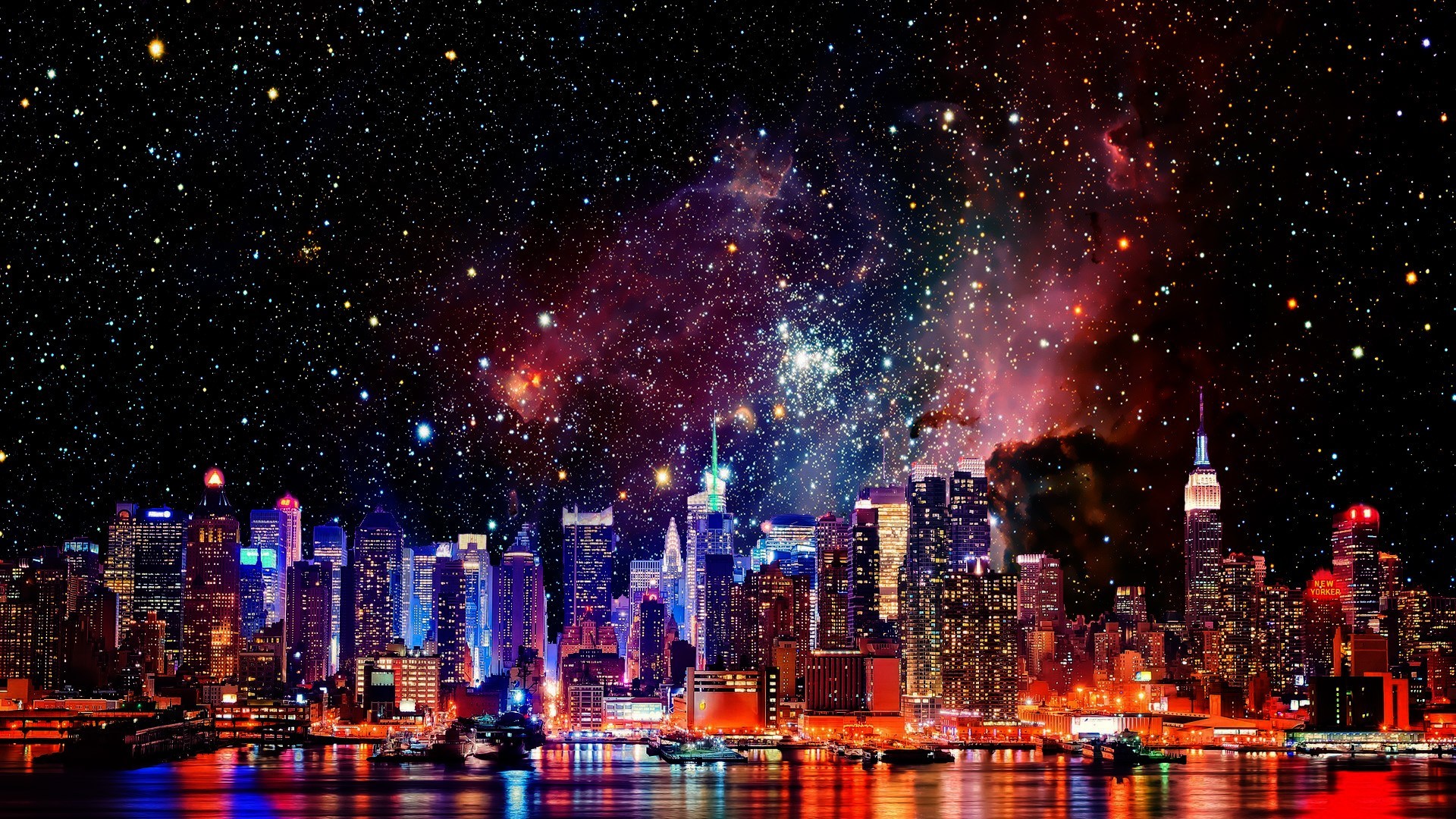 Download mobile wallpaper City, Artistic, New York, Manhattan, Man Made for free.