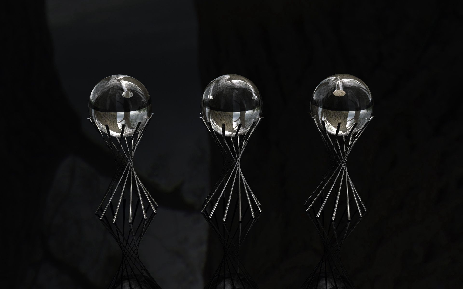 Free download wallpaper Reflection, Ball, Form, Glass, Metal, 3D on your PC desktop
