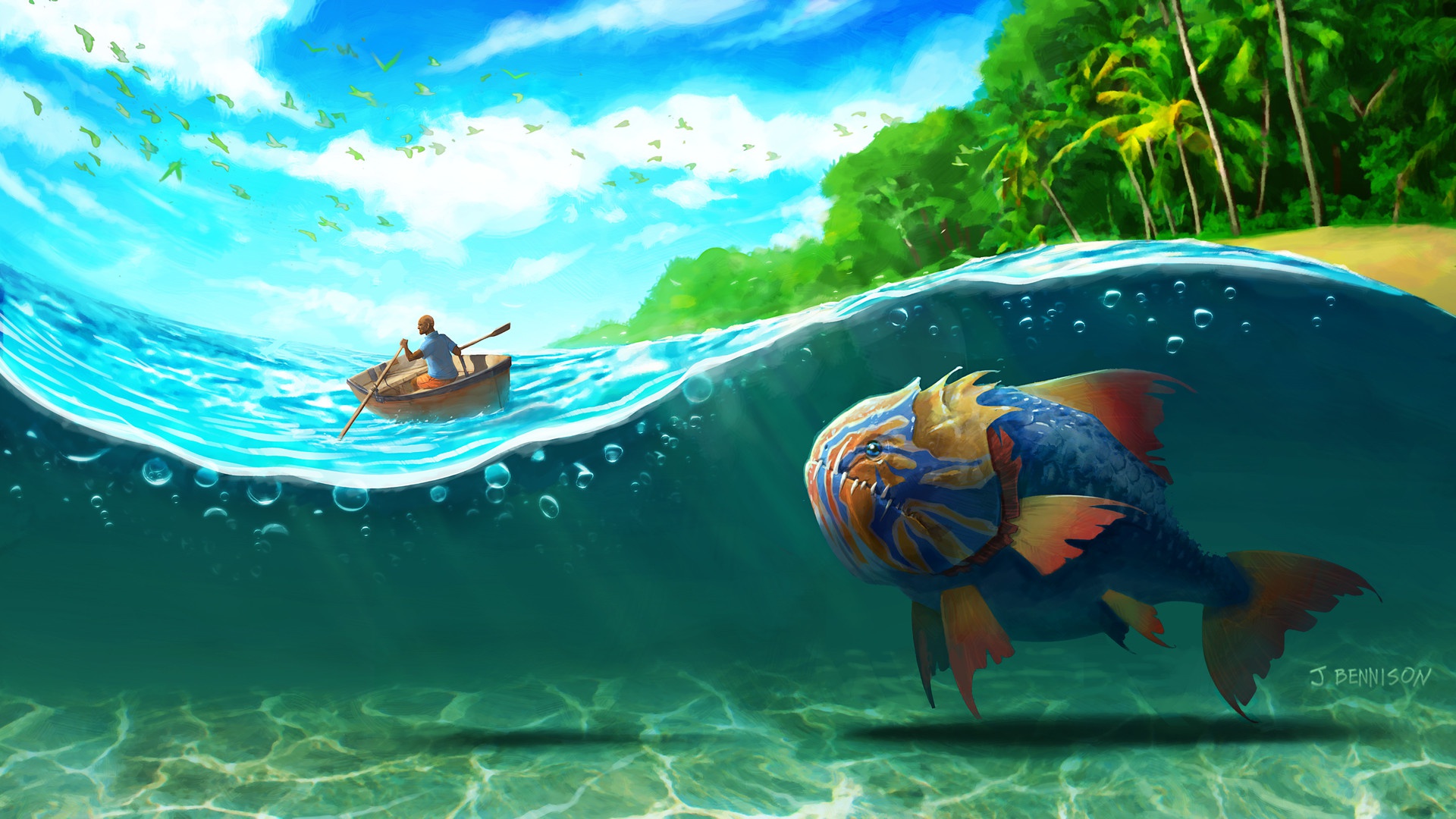 Download mobile wallpaper Fantasy, Fish, Sea Monster for free.