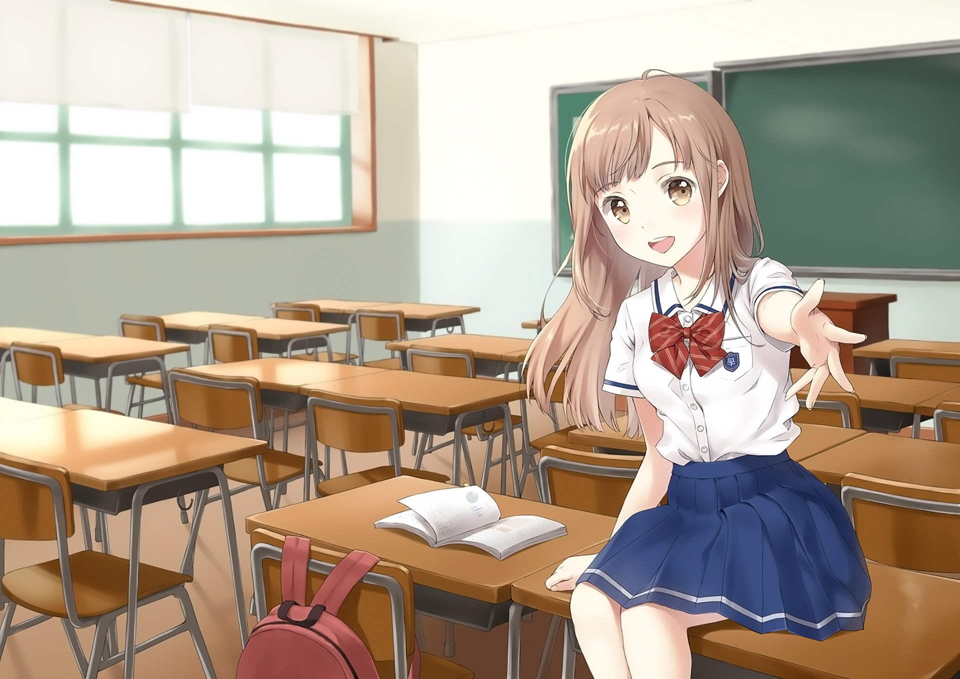 Download mobile wallpaper Anime, Schoolgirl, Original, School Uniform, Classroom for free.