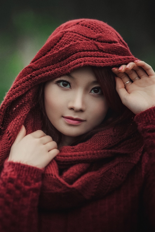 Download mobile wallpaper Model, Women, Scarf, Asian, Brown Eyes for free.