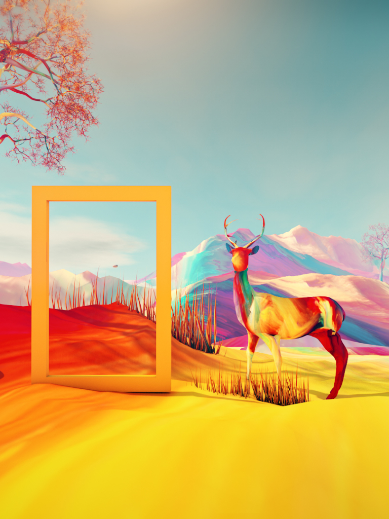 Download mobile wallpaper Tree, Digital Art, Deer, Artistic for free.
