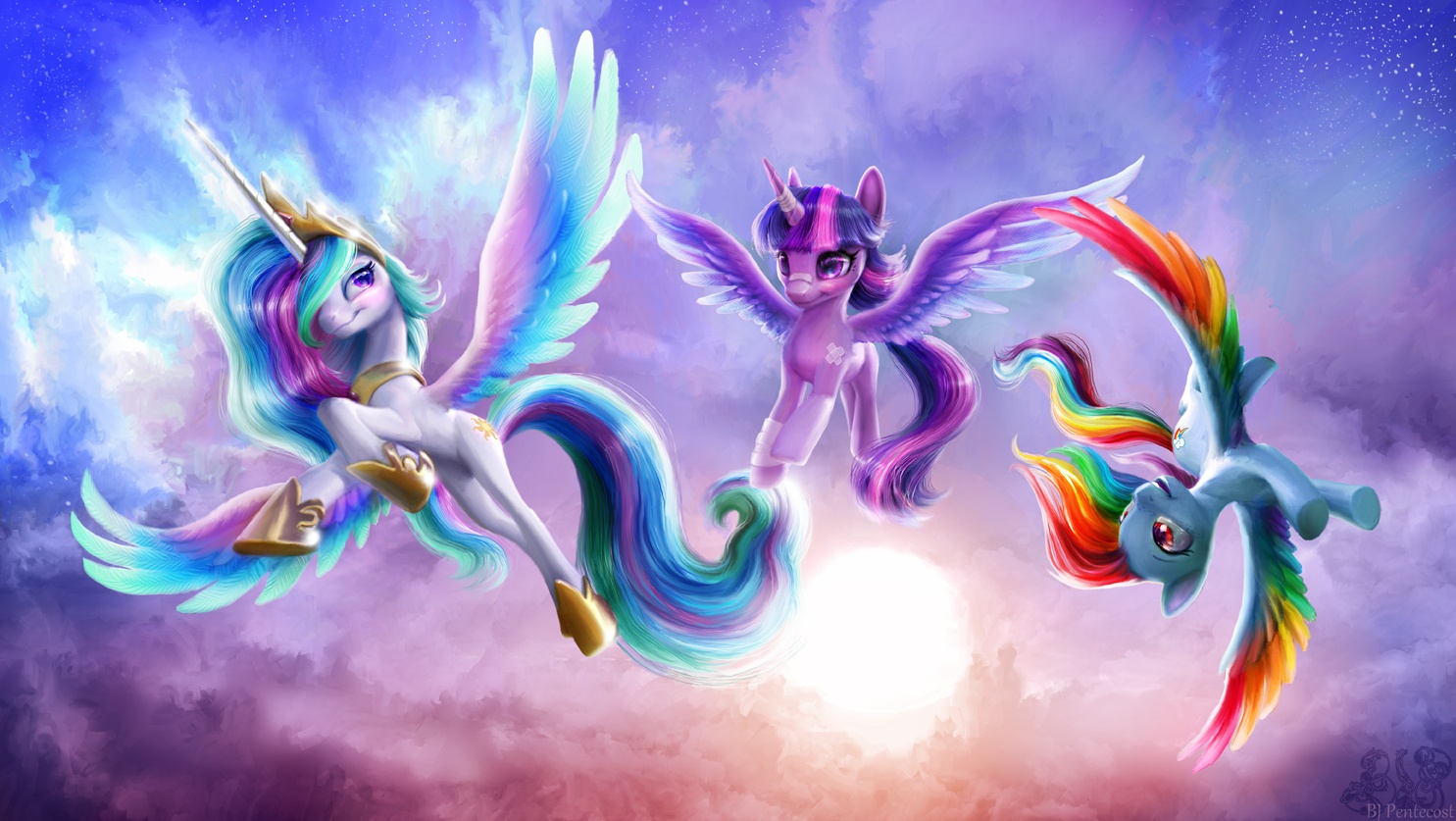 Free HD tv show, my little pony: friendship is magic, princess celestia, rainbow dash, twilight sparkle, my little pony