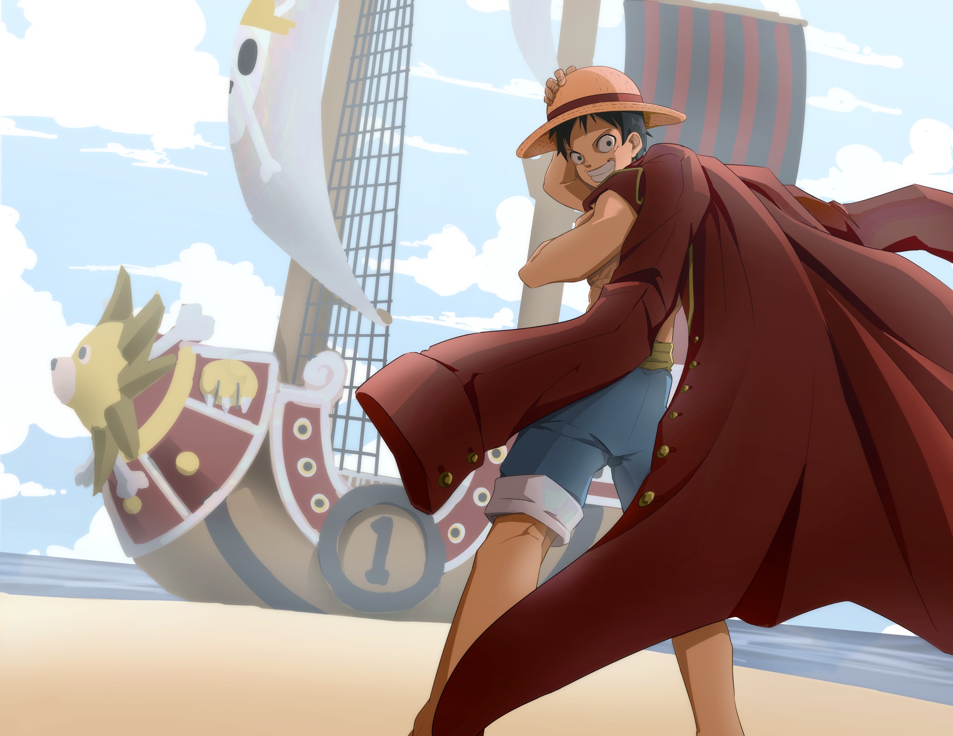 Download mobile wallpaper Anime, One Piece, Monkey D Luffy, Thousand Sunny for free.