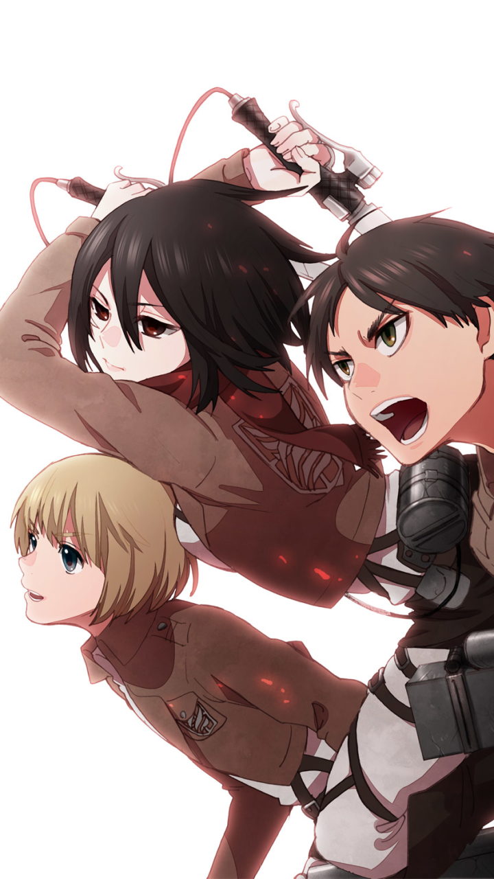 Download mobile wallpaper Anime, Armin Arlert, Eren Yeager, Mikasa Ackerman, Attack On Titan for free.