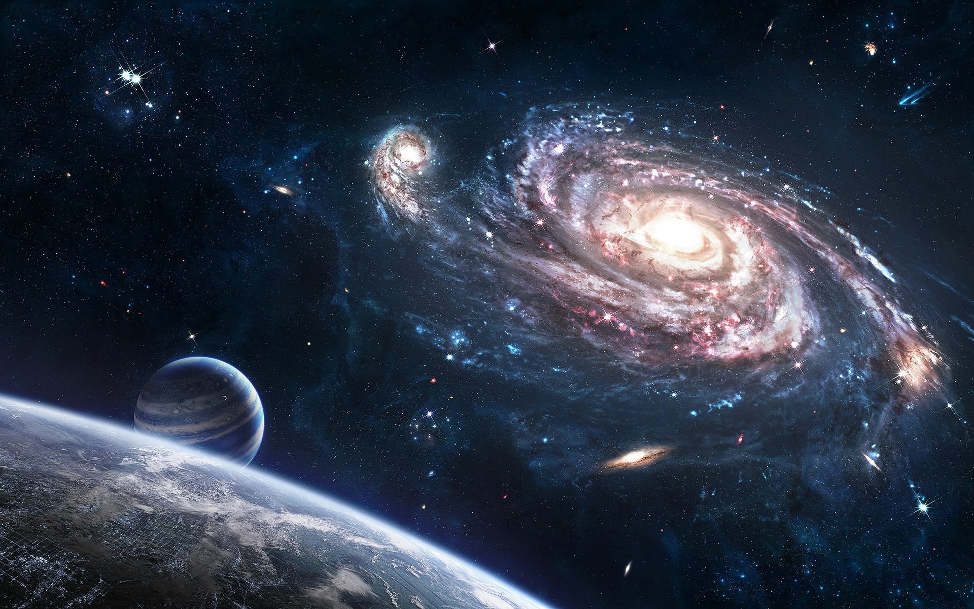 galaxy, space, stars, planet, sci fi