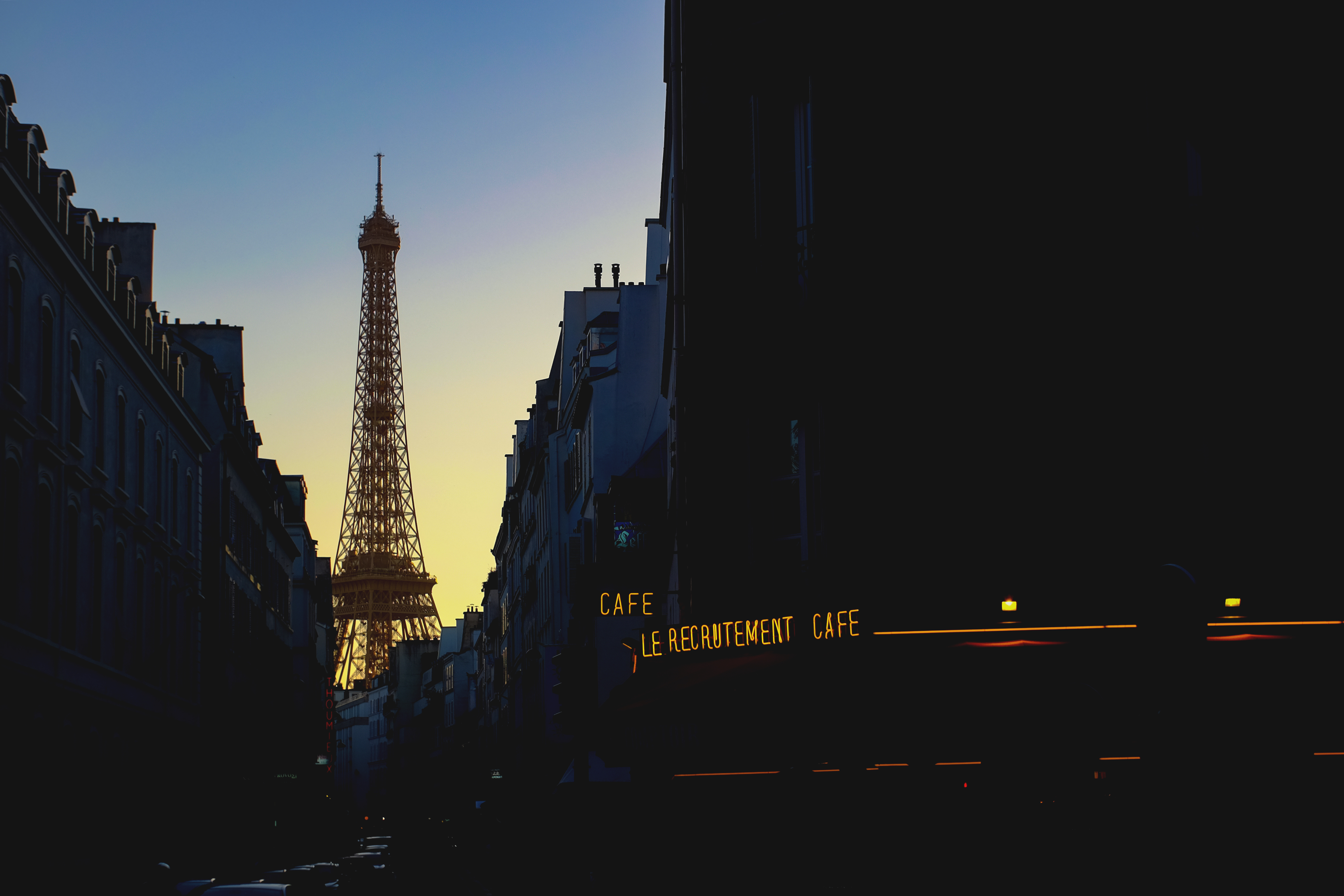 PCデスクトップにイブニング, 夕方, フランス, 都市, パリ, エッフェル塔画像を無料でダウンロード