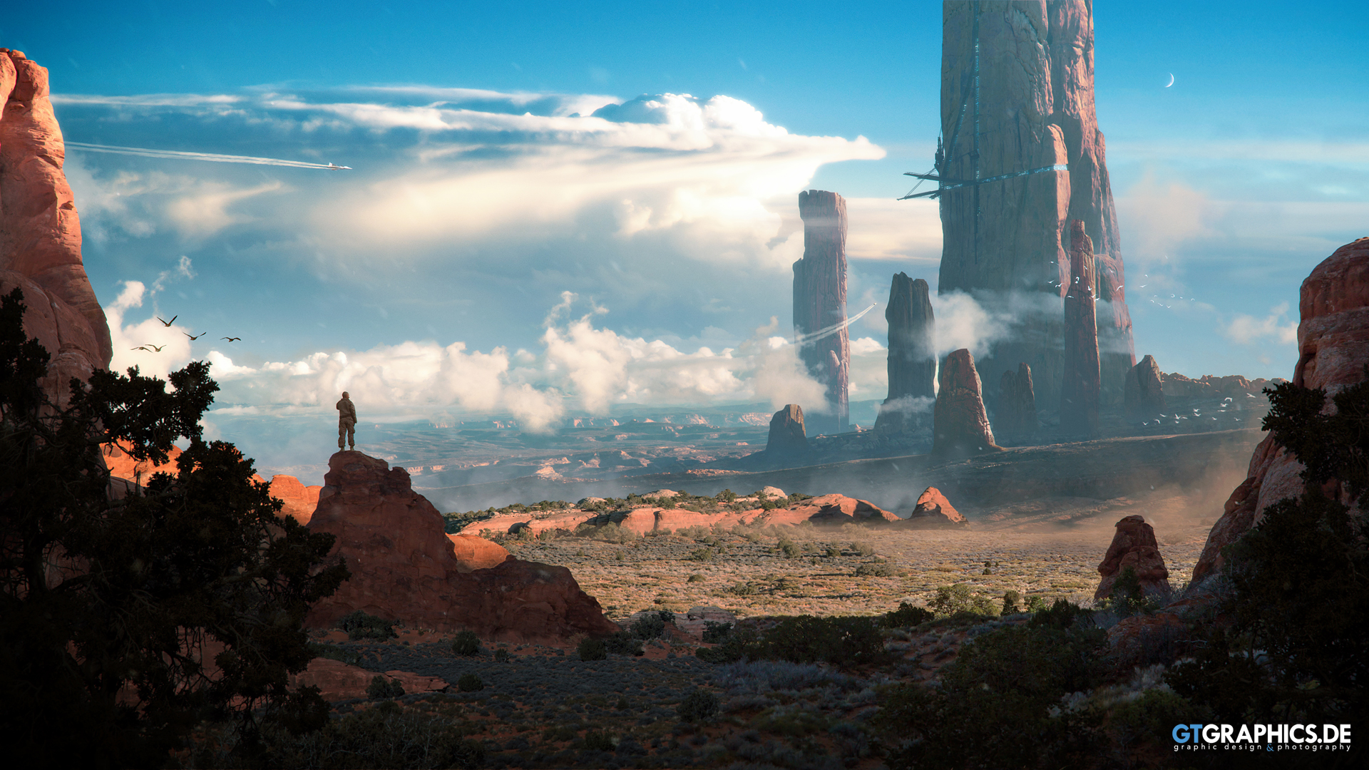 Free download wallpaper Landscape, Sci Fi on your PC desktop