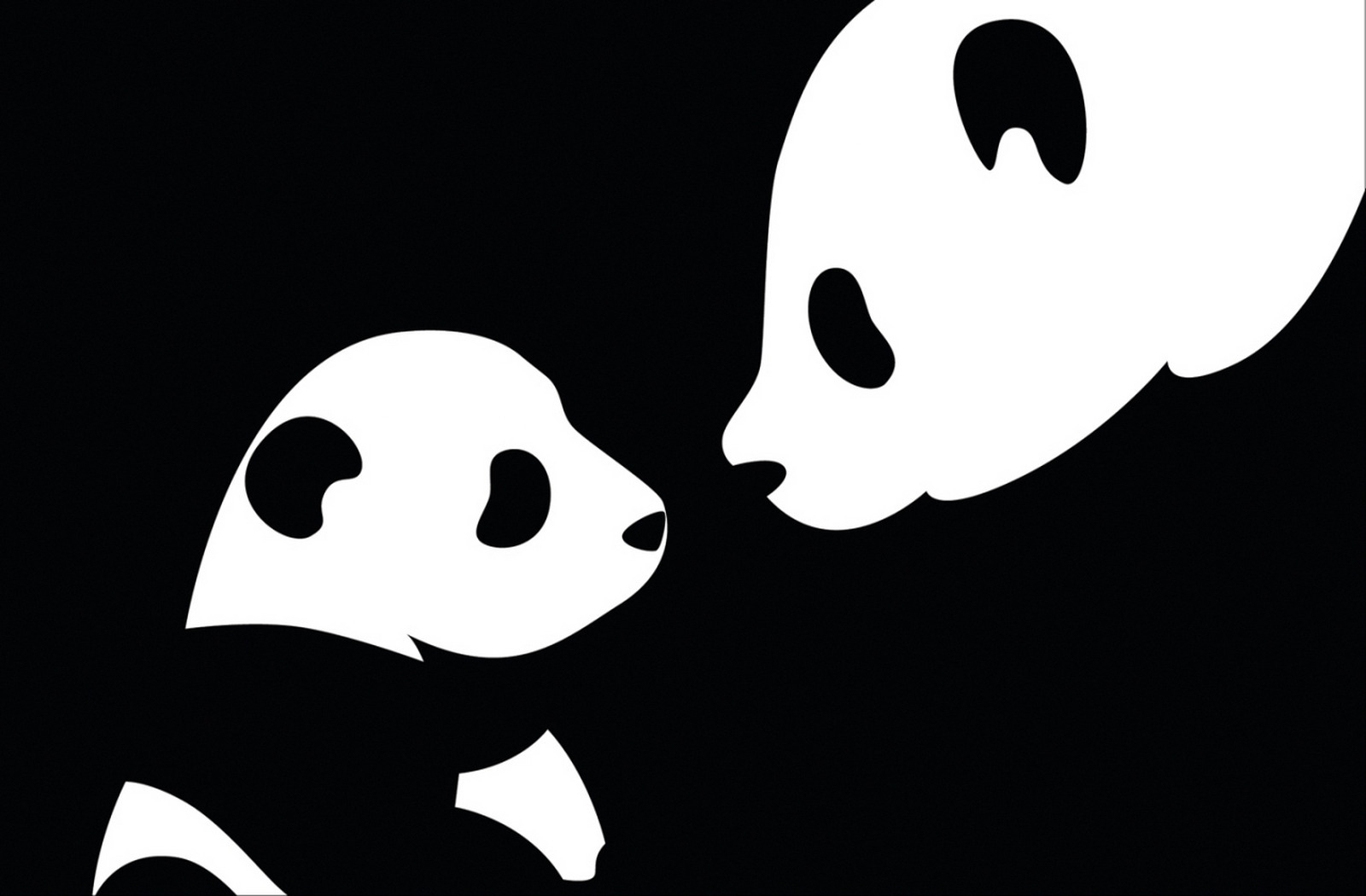 panda, picture, vector, drawing, black, white HD wallpaper