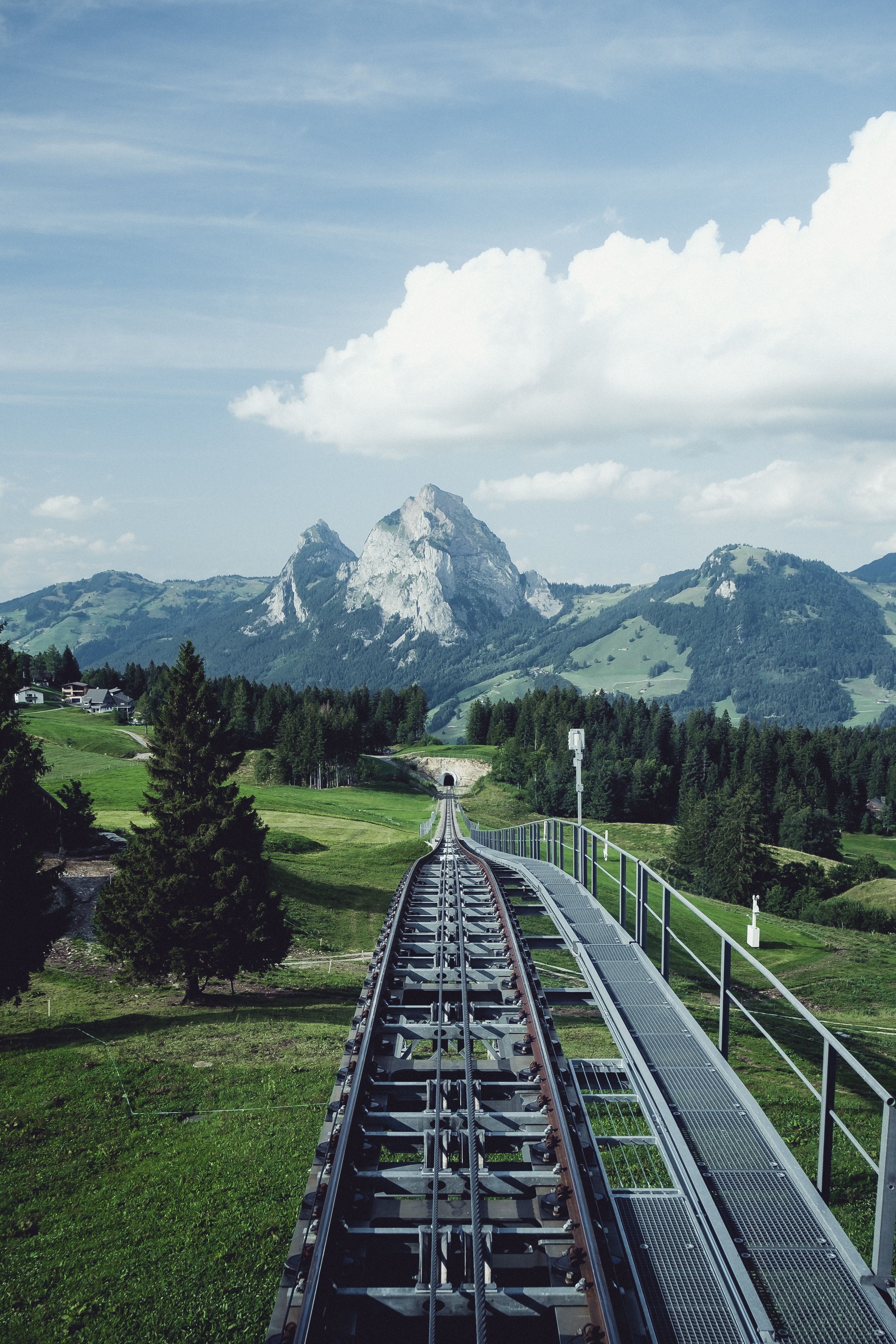 Free download wallpaper Nature, Mountains, Railway, Rails, Landscape on your PC desktop