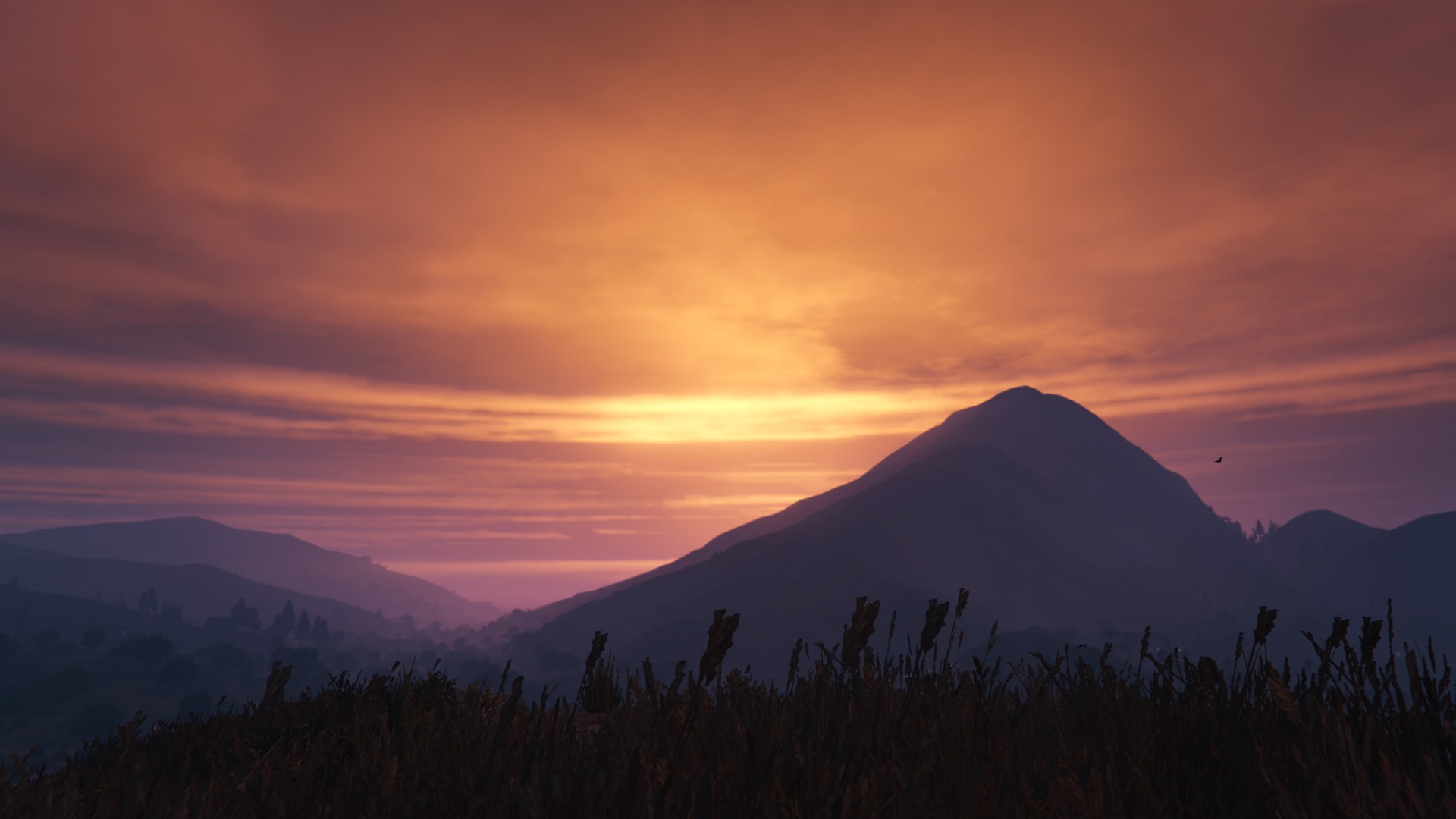 Descarga gratis la imagen Montaña, Videojuego, Grand Theft Auto V, Puesta De Sol en el escritorio de tu PC