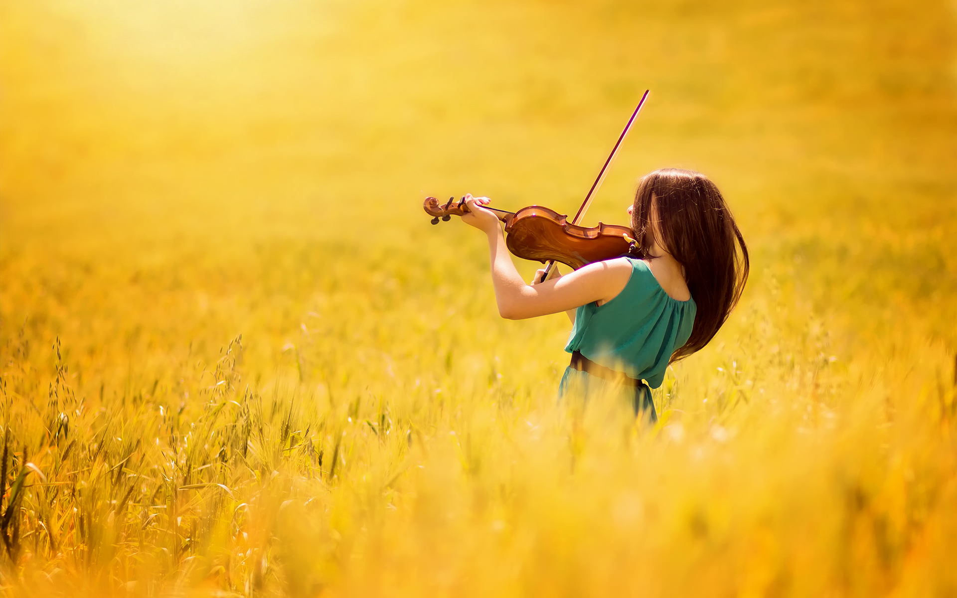 Download mobile wallpaper Music, Field, Mood, Women, Violin for free.