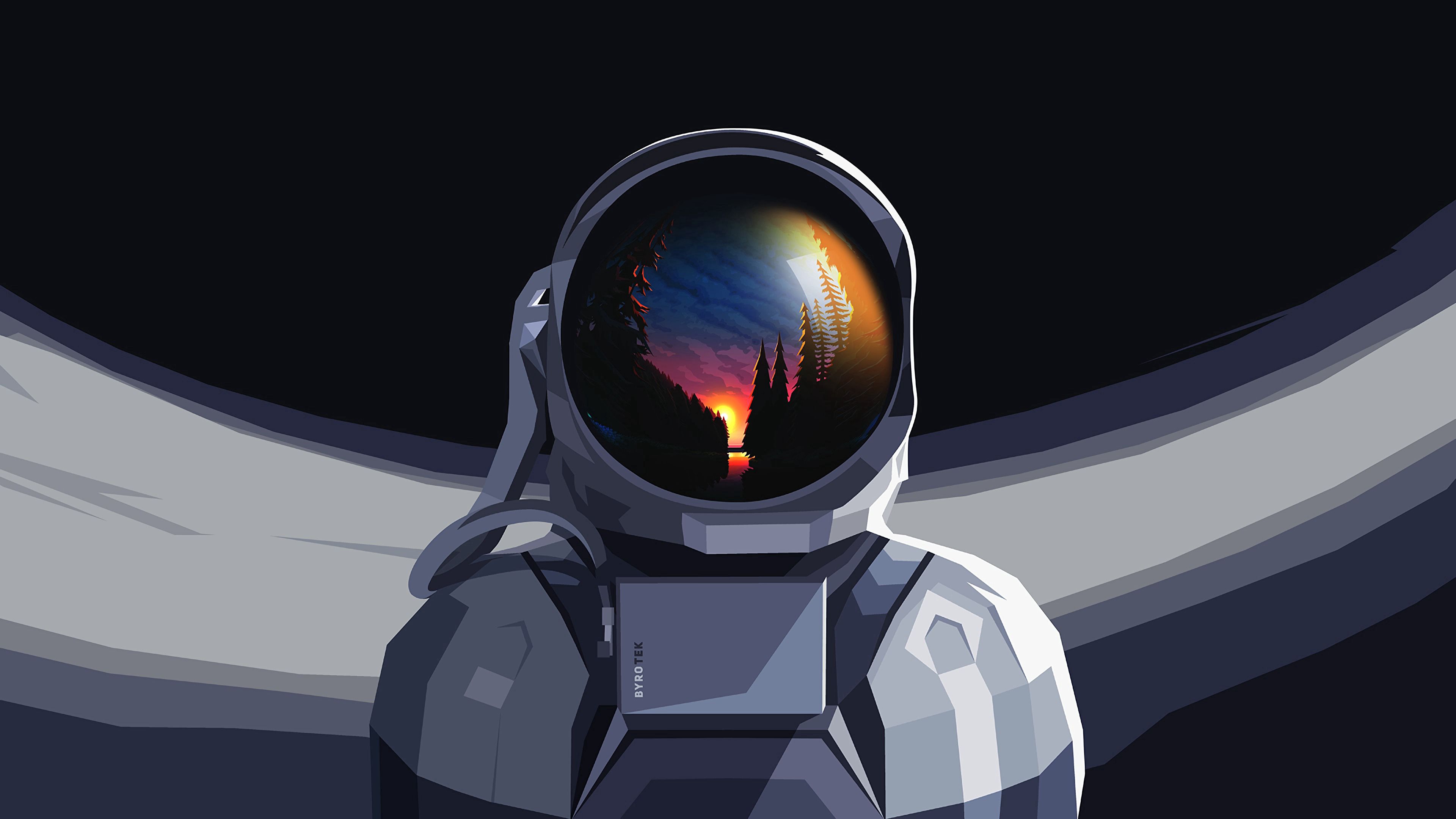 98562 descargar fondo de pantalla astronauta, arte, vector, traje espacial, puesta del sol, reflexión: protectores de pantalla e imágenes gratis