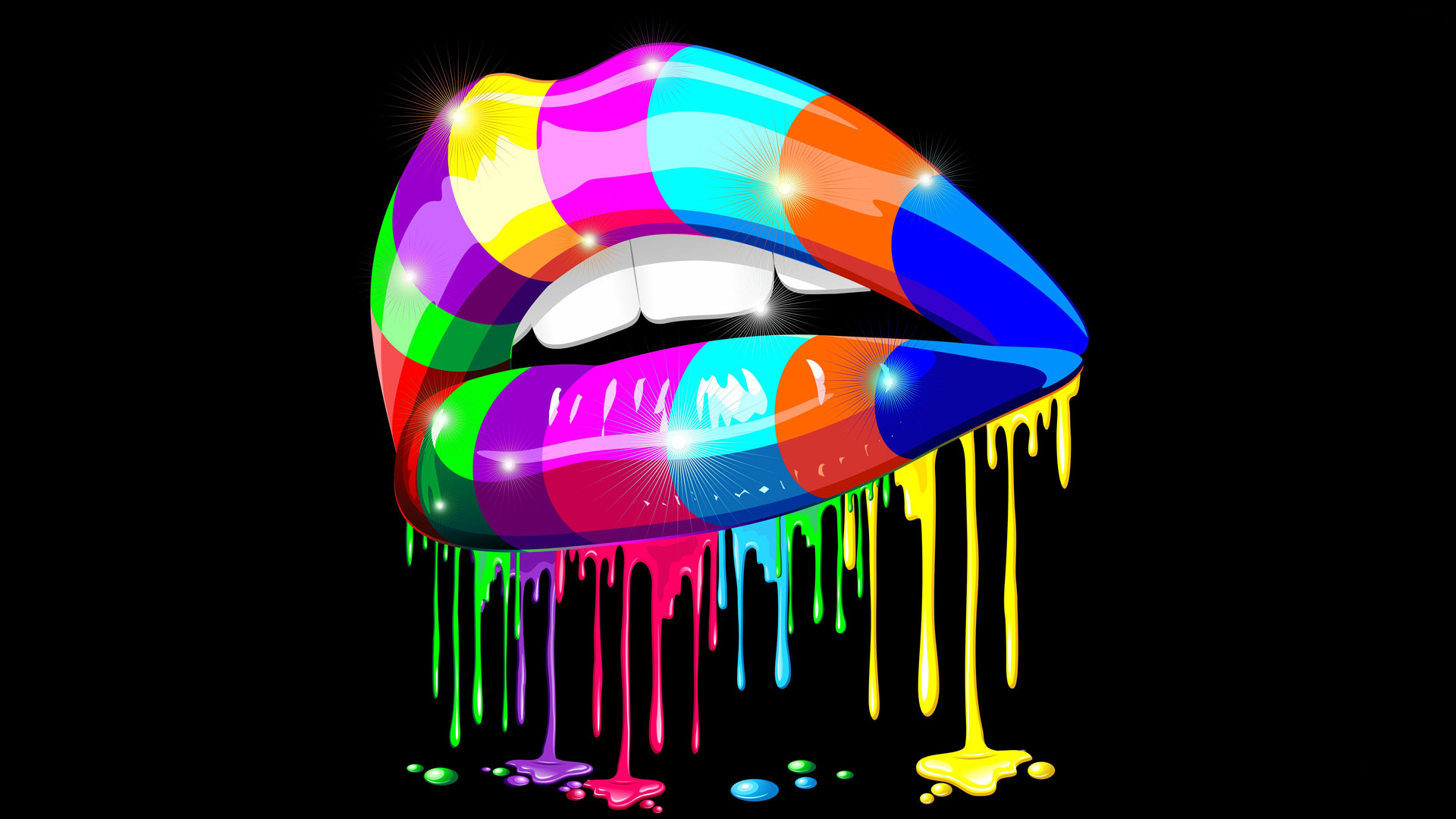 Download mobile wallpaper Rainbow, Paint, Colorful, Artistic, Lips for free.