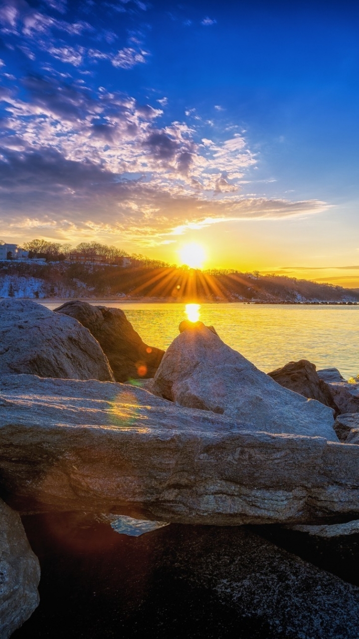 Descarga gratuita de fondo de pantalla para móvil de Lago, Atardecer, Tierra/naturaleza.