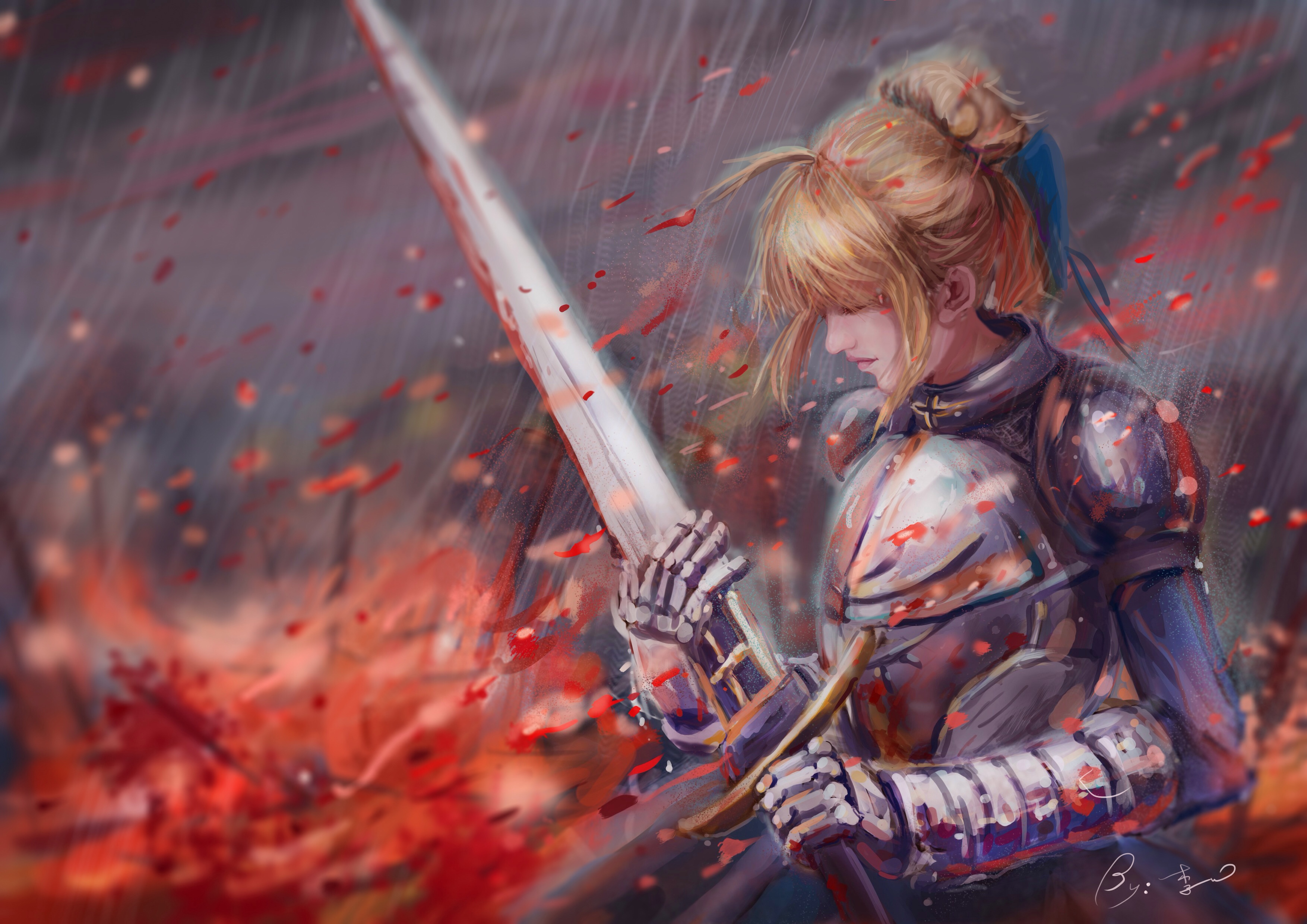Free download wallpaper Anime, Blonde, Armor, Sword, Saber (Fate Series), Fate/stay Night, Woman Warrior, Fate Series on your PC desktop