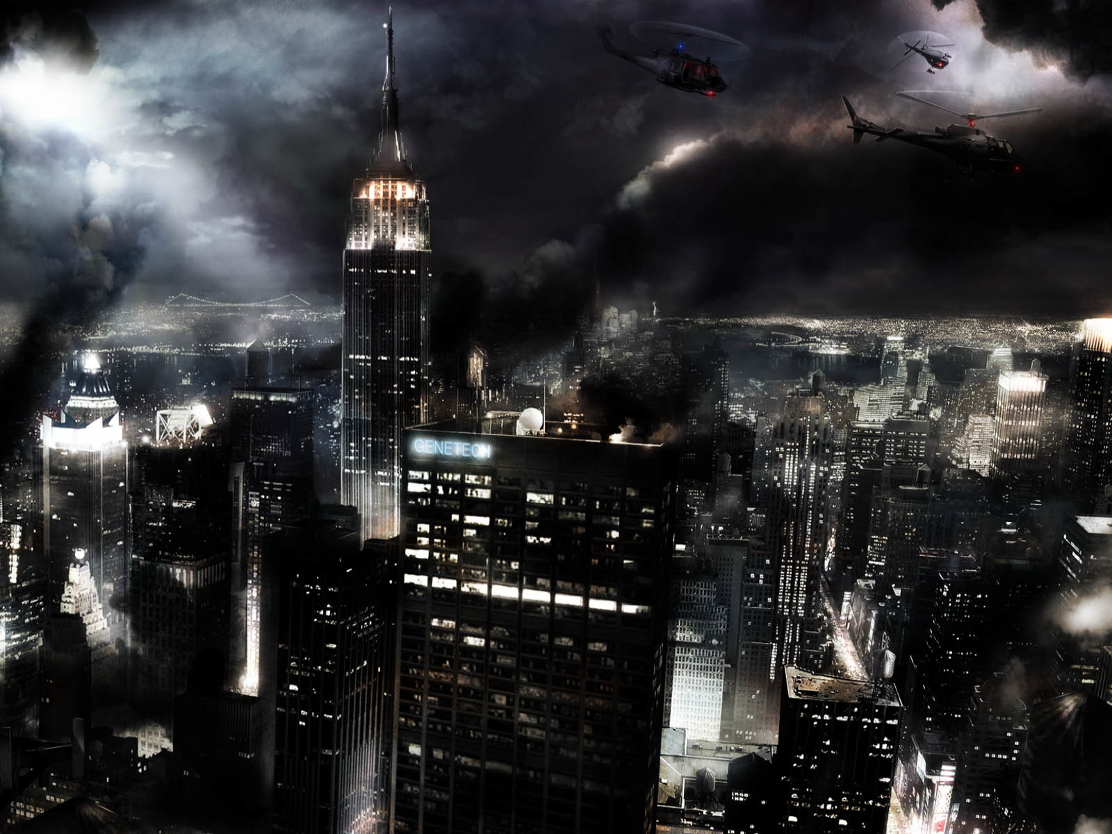 Laden Sie das Stadt, Dunkel, New York, Manhattan, Rauch, Menschengemacht-Bild kostenlos auf Ihren PC-Desktop herunter