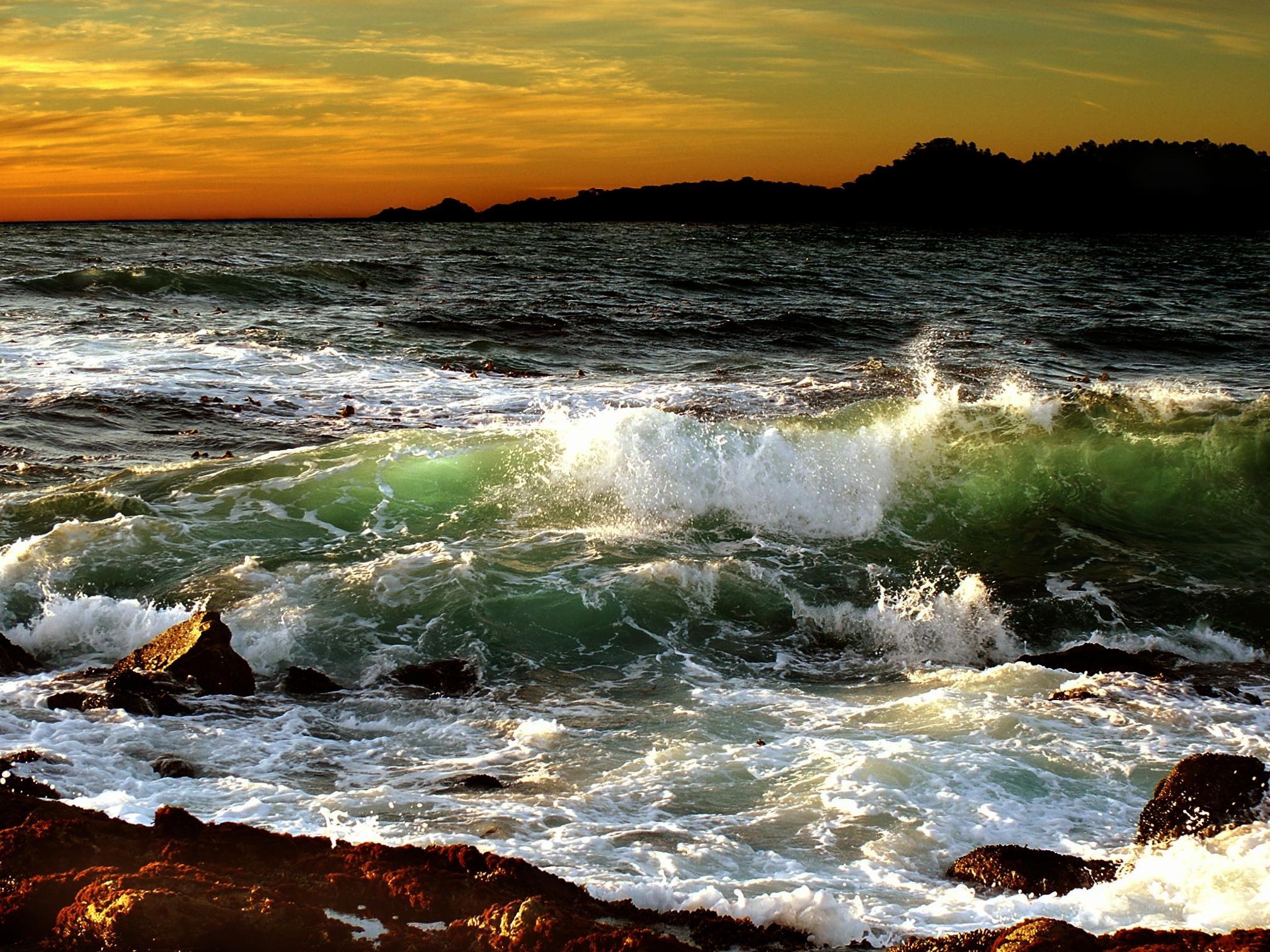 Laden Sie das Ozean, Welle, Meer, Sonnenuntergang, Erde/natur-Bild kostenlos auf Ihren PC-Desktop herunter