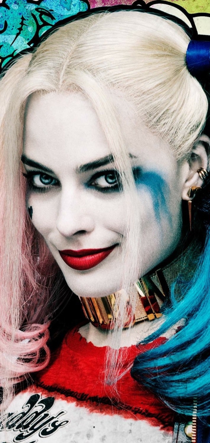 Download mobile wallpaper Blonde, Blue Eyes, Movie, Harley Quinn, Dc Comics, Suicide Squad, Margot Robbie for free.