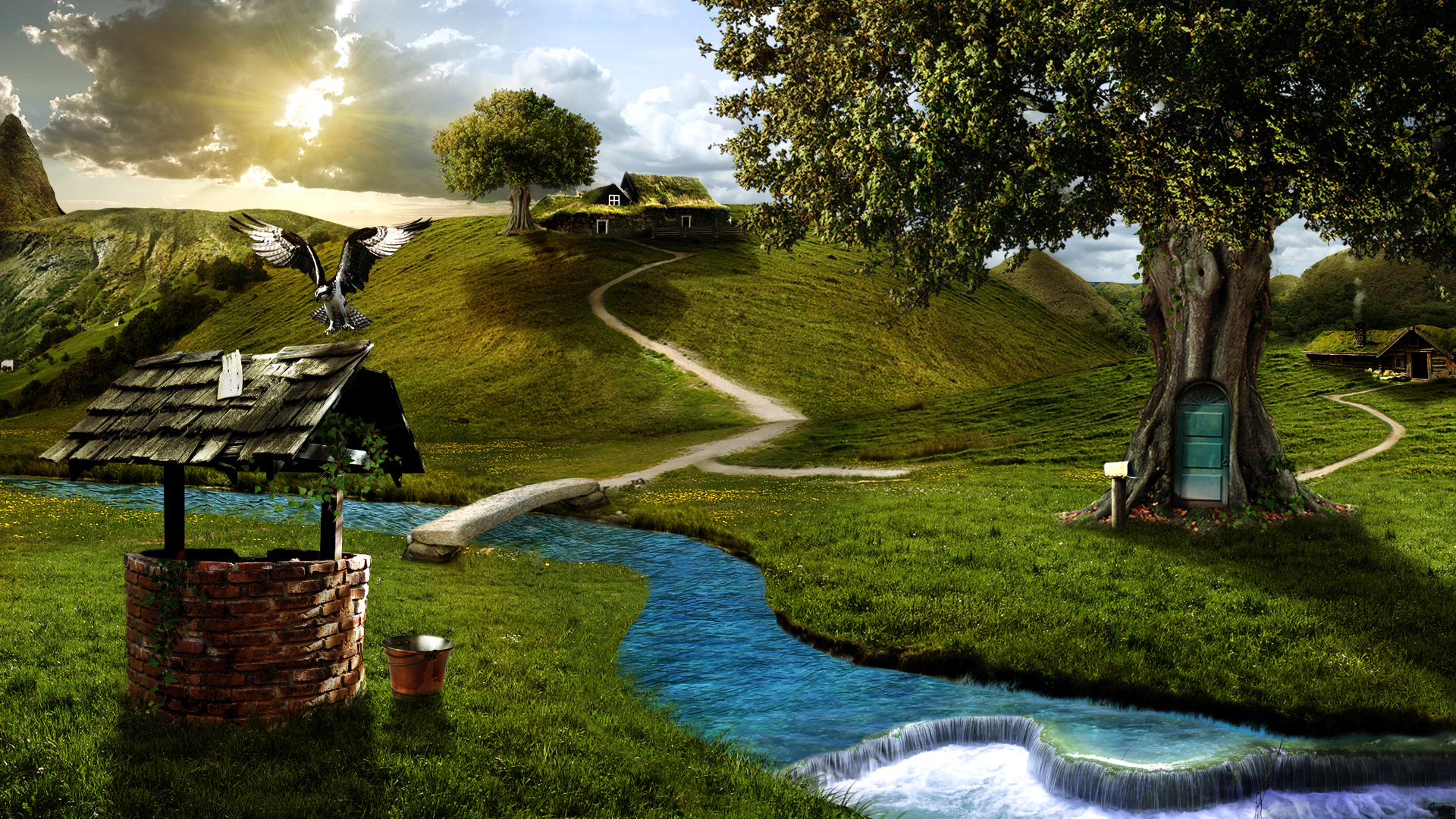 Free download wallpaper Landscape, Rivers, Sun on your PC desktop