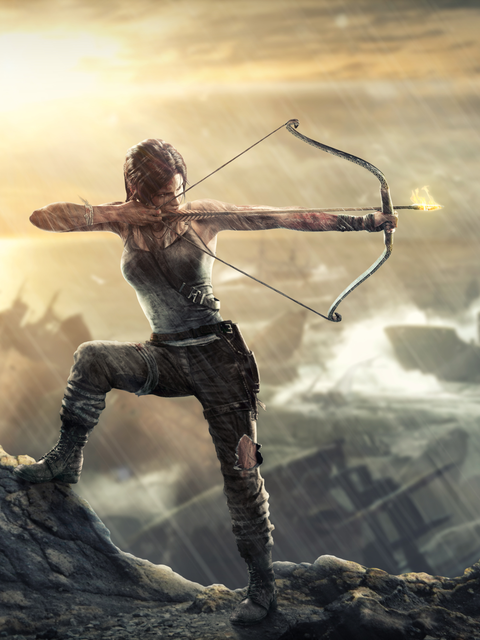 Handy-Wallpaper Tomb Raider, Bogenschütze, Computerspiele, Lara Croft, Grabräuber, Grabräuber (2013) kostenlos herunterladen.