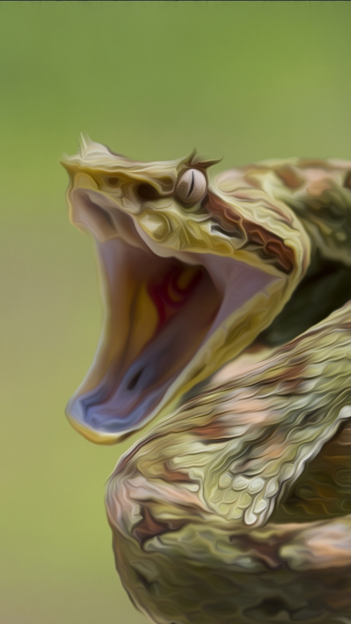 Download mobile wallpaper Animal, Snake, Reptiles, Viper, Oil Painting for free.