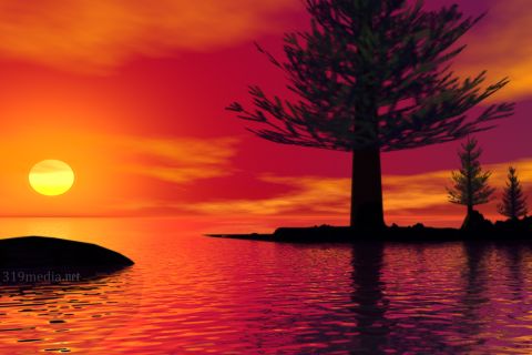 Download mobile wallpaper Landscape, Sunset, Artistic, Cgi for free.