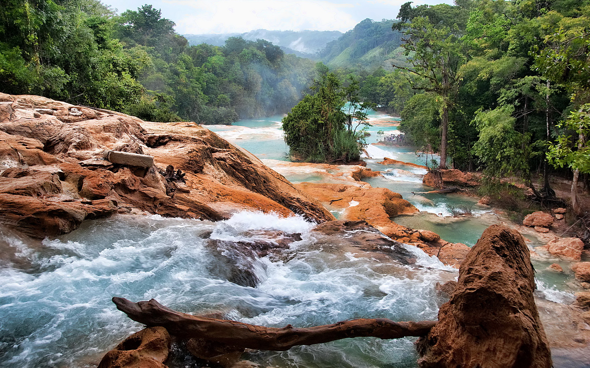 Скачать обои бесплатно Река, Водопады, Водопад, Живопись, Джунгли, Ландшафт, Земля/природа картинка на рабочий стол ПК