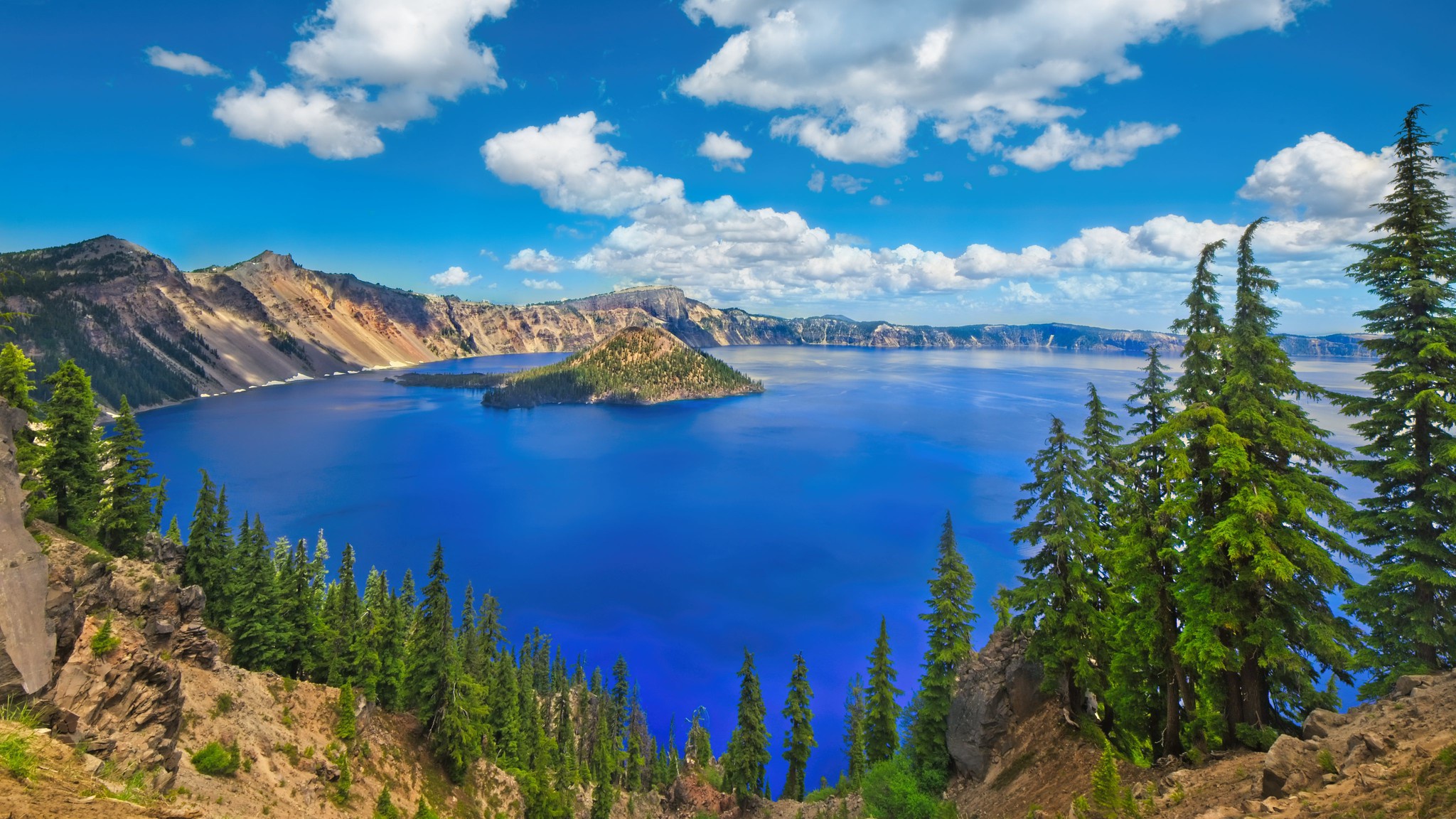 Download mobile wallpaper Nature, Usa, Lake, Earth, Island, Oregon, Crater Lake for free.