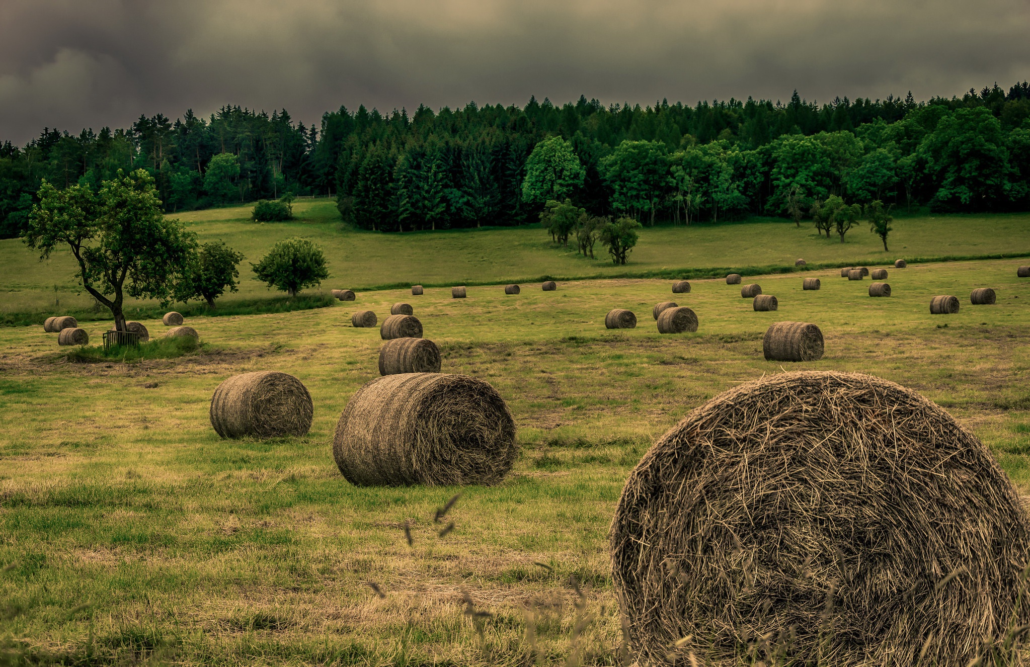 Download mobile wallpaper Nature, Summer, Earth, Field, Haystack for free.