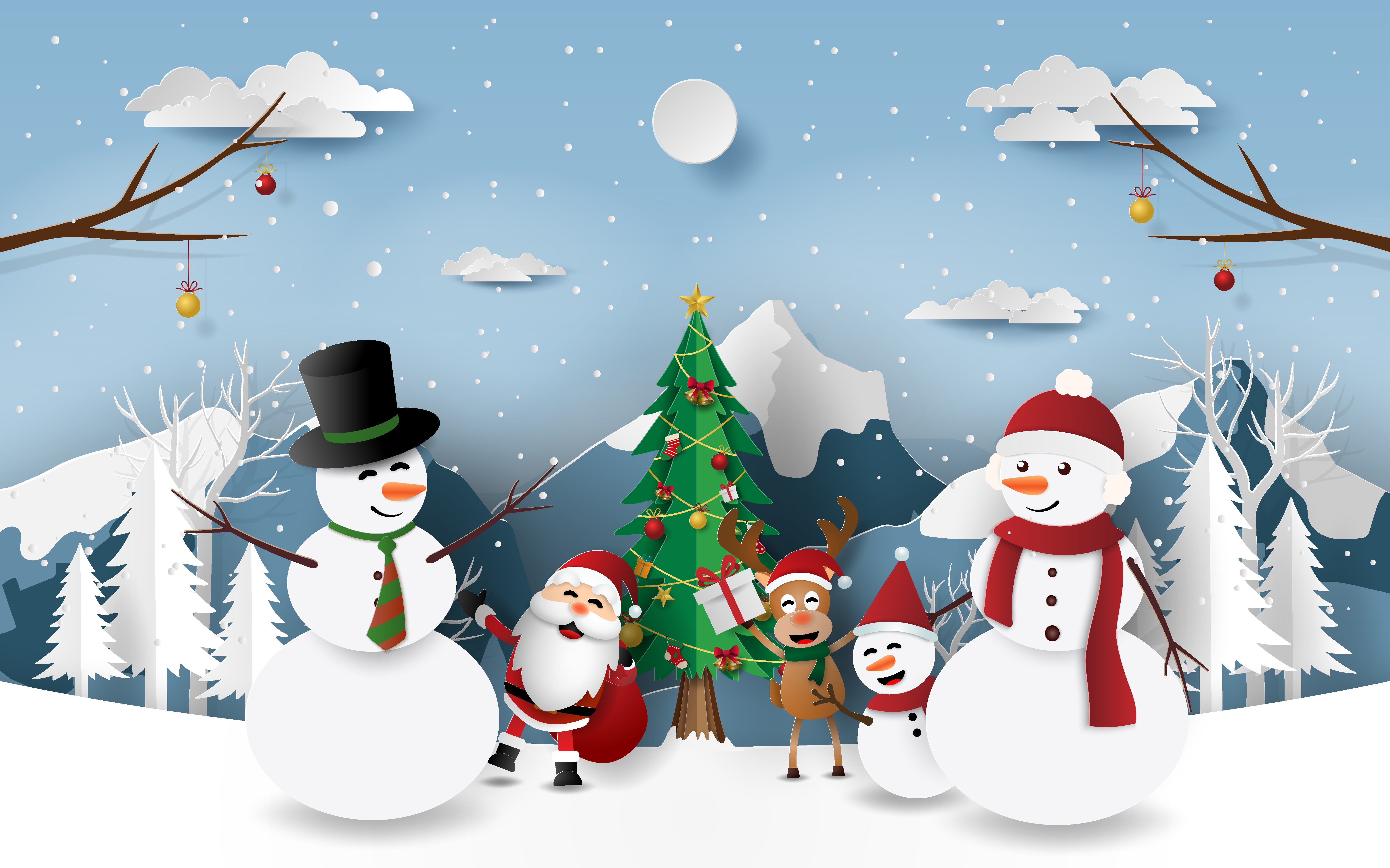 Скачать картинку Зима, Рождество, Снеговик, Праздничные, Санта в телефон бесплатно.