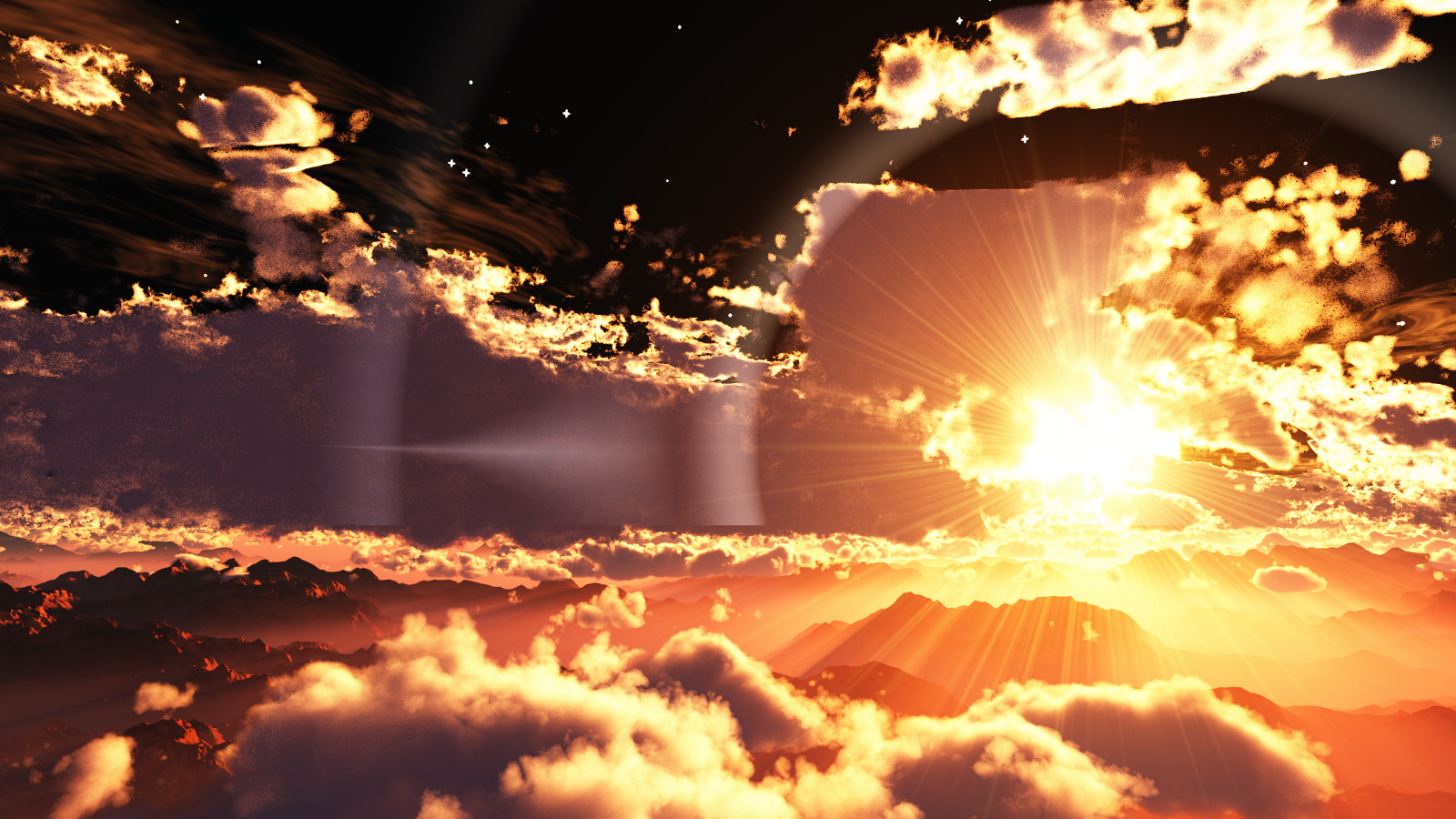 Laden Sie das Dämmerung, Gebirge, Wolke, Original, Himmel, Sonnenuntergang, Animes-Bild kostenlos auf Ihren PC-Desktop herunter