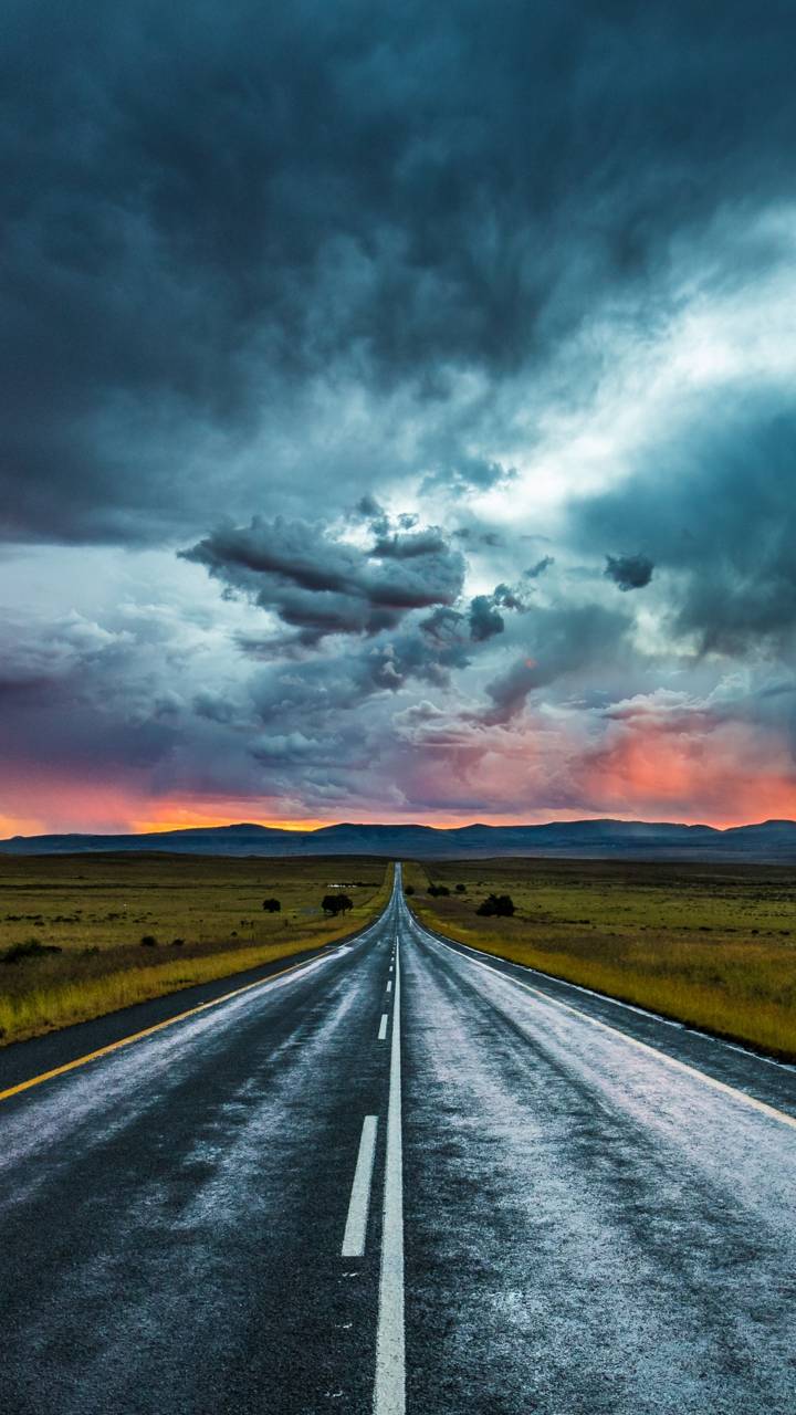 Descarga gratuita de fondo de pantalla para móvil de Cielo, Nube, Carretera, Atardecer, Hecho Por El Hombre, Puesta De Sol.