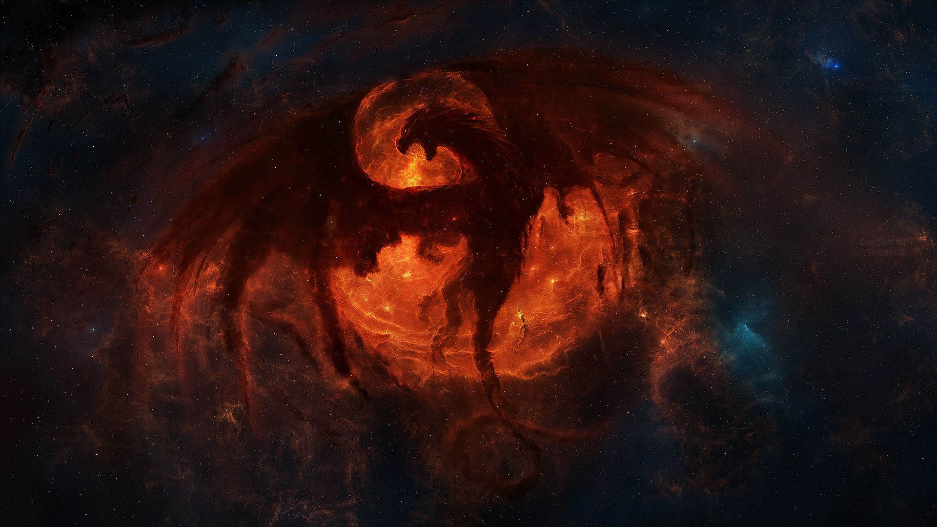 Download mobile wallpaper Fantasy, Nebula, Dragon for free.