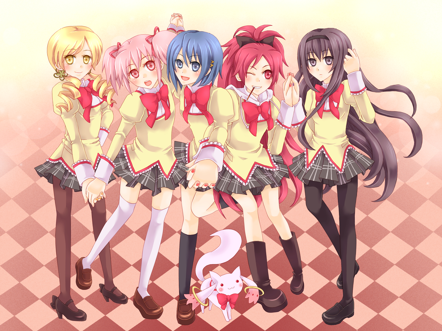 Descarga gratuita de fondo de pantalla para móvil de Kyōko Sakura, Madoka Kaname, Mami Tomoe, Sayaka Miki, Puella Magi Madoka Magica, Homura Akemi, Animado.