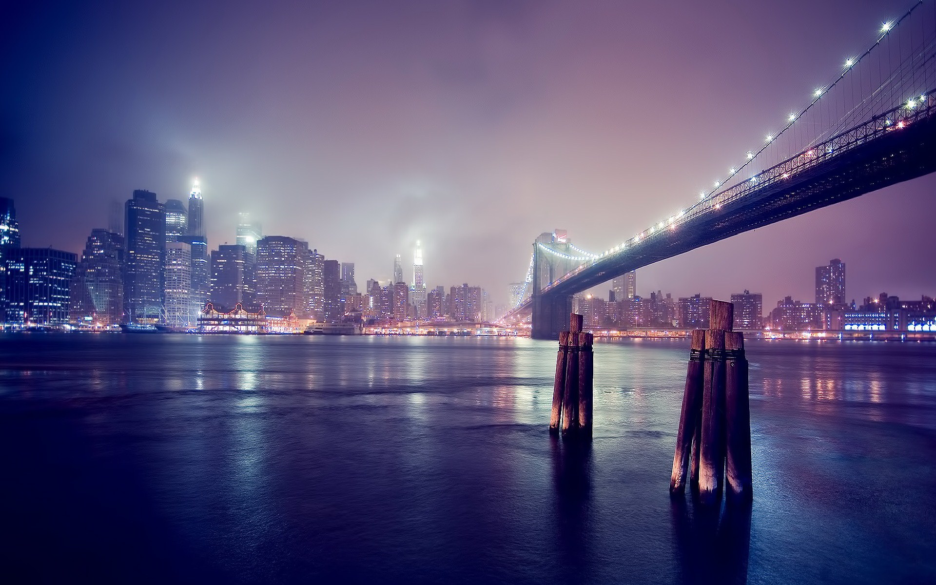 Скачать обои бесплатно Города, Нью Йорк, Бруклинский Мост, Сделано Человеком, Манхэттен картинка на рабочий стол ПК