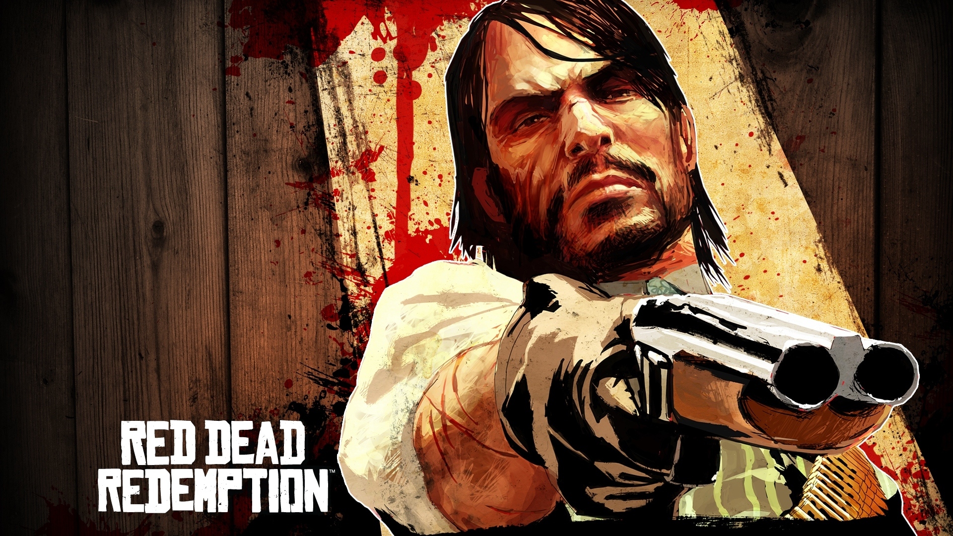video game, red dead redemption, blood, firearm, gun, red dead