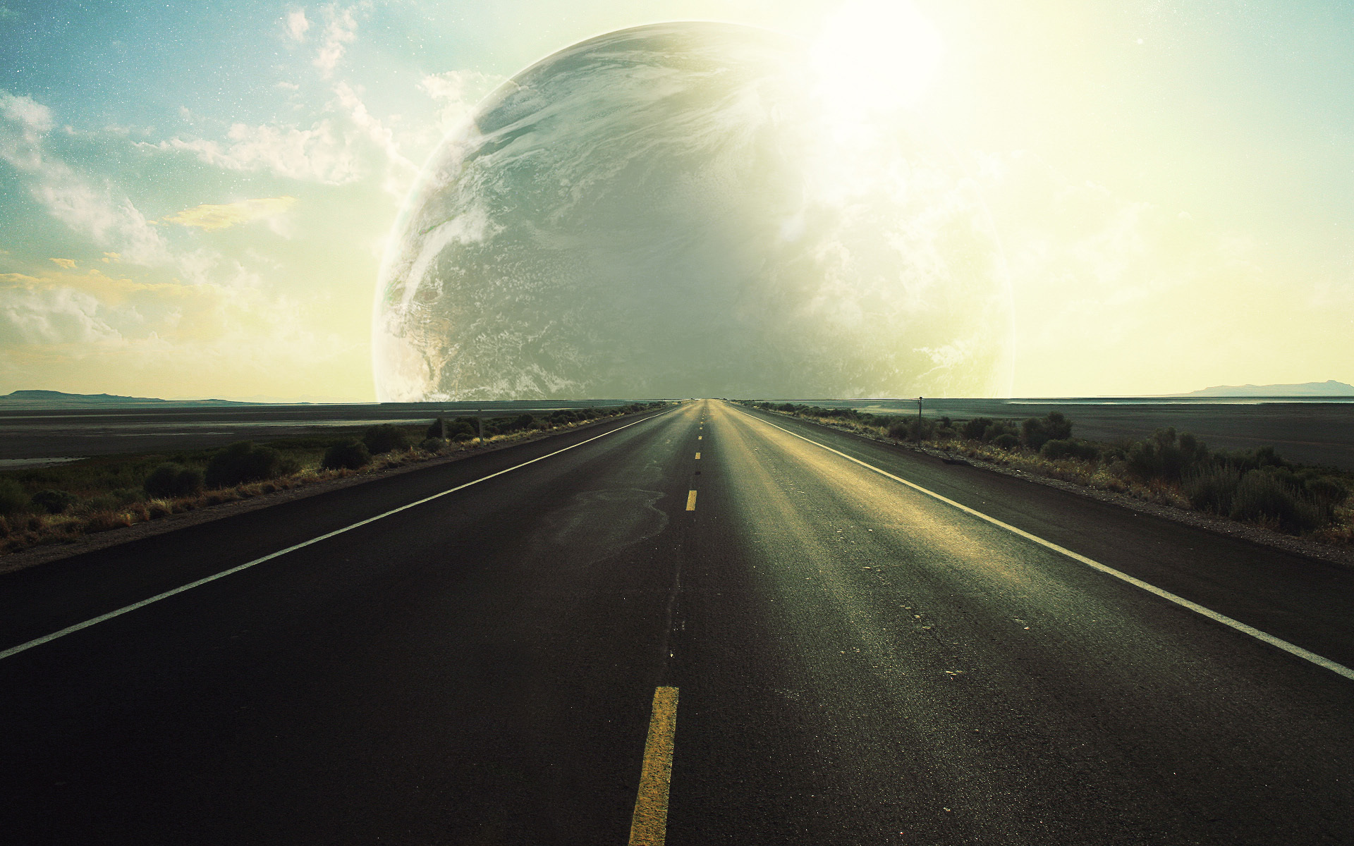 planets, landscape, roads Desktop Wallpaper