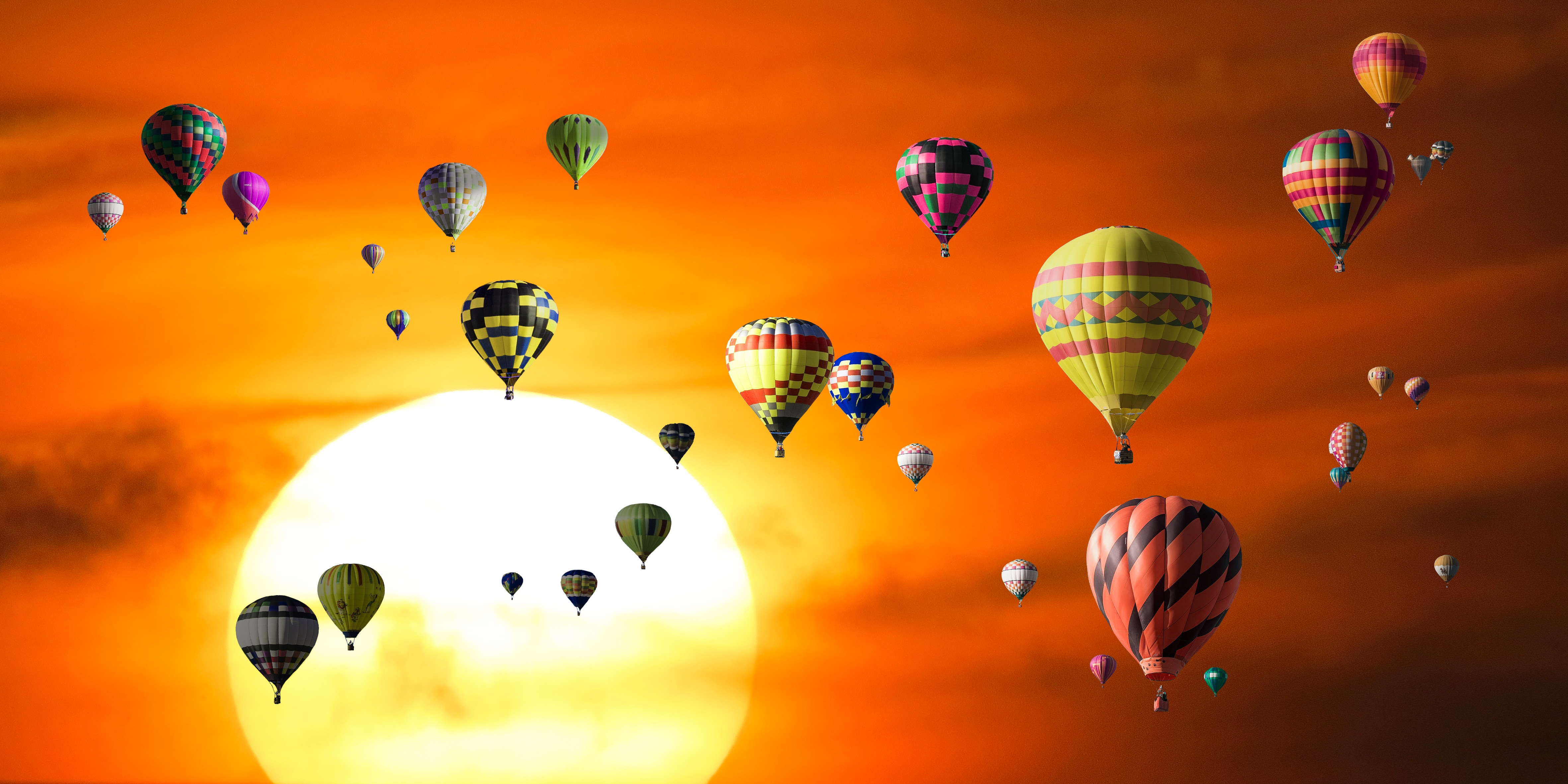 Download mobile wallpaper Sunset, Vehicles, Hot Air Balloon for free.