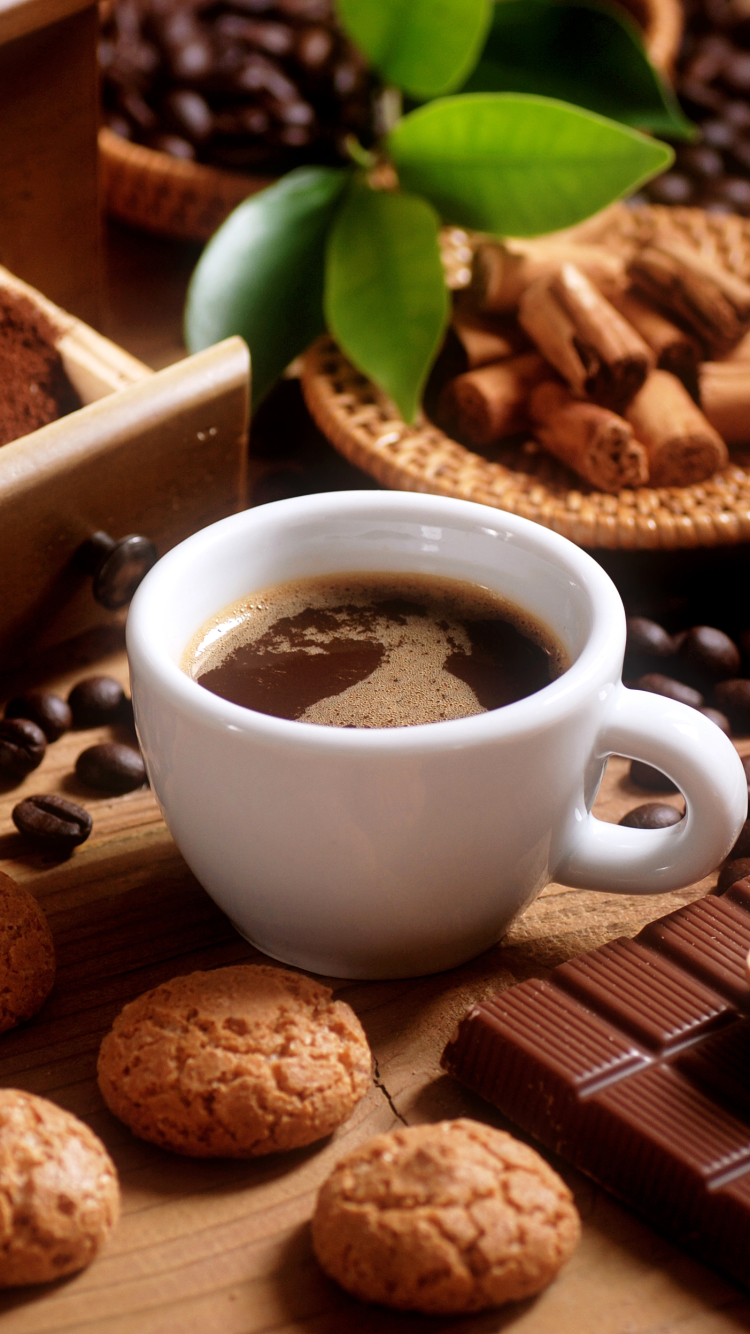 Download mobile wallpaper Food, Chocolate, Coffee, Coffee Beans, Biscuit for free.